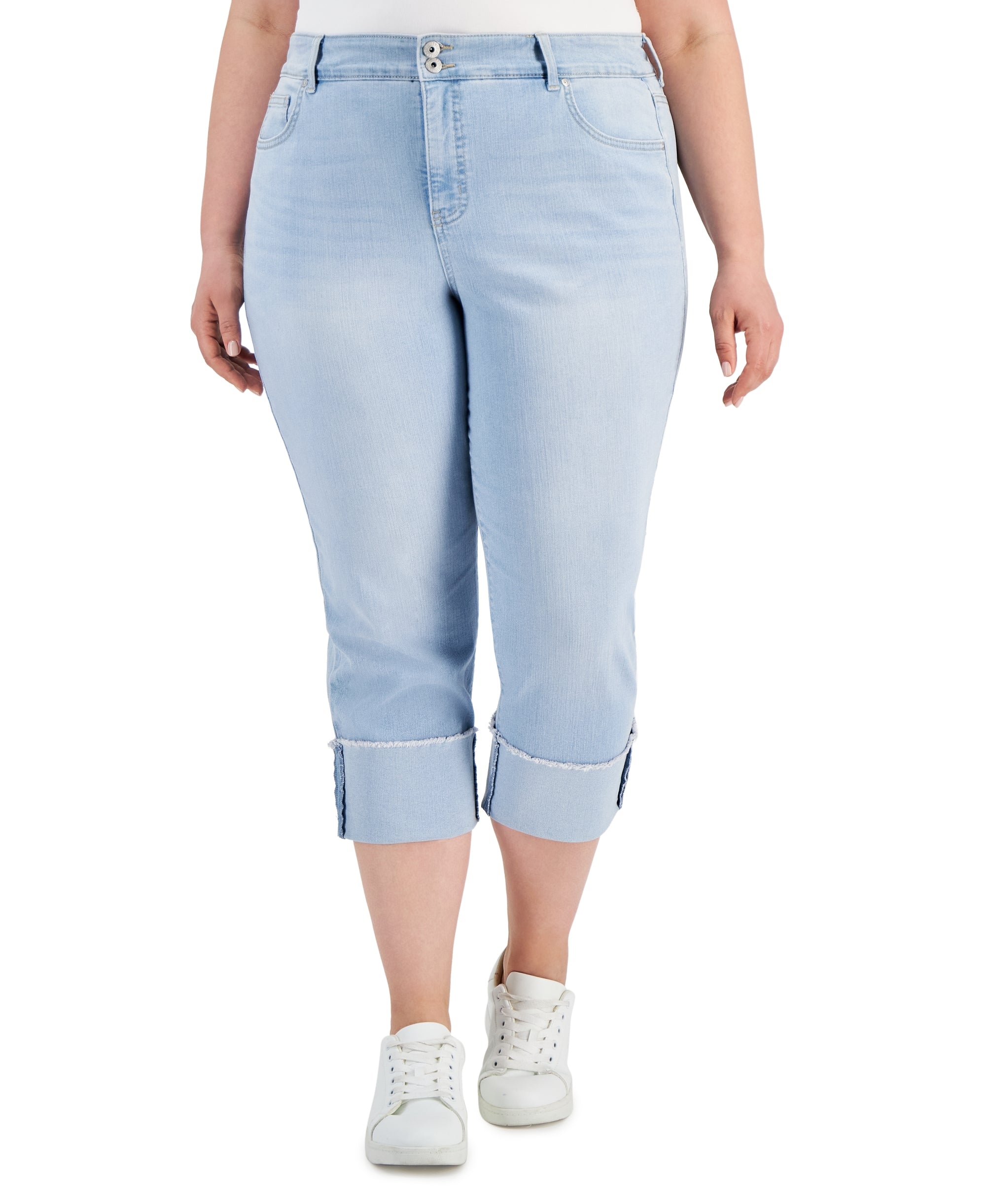 Plus Size Curvy Cuffed Capri Jeans