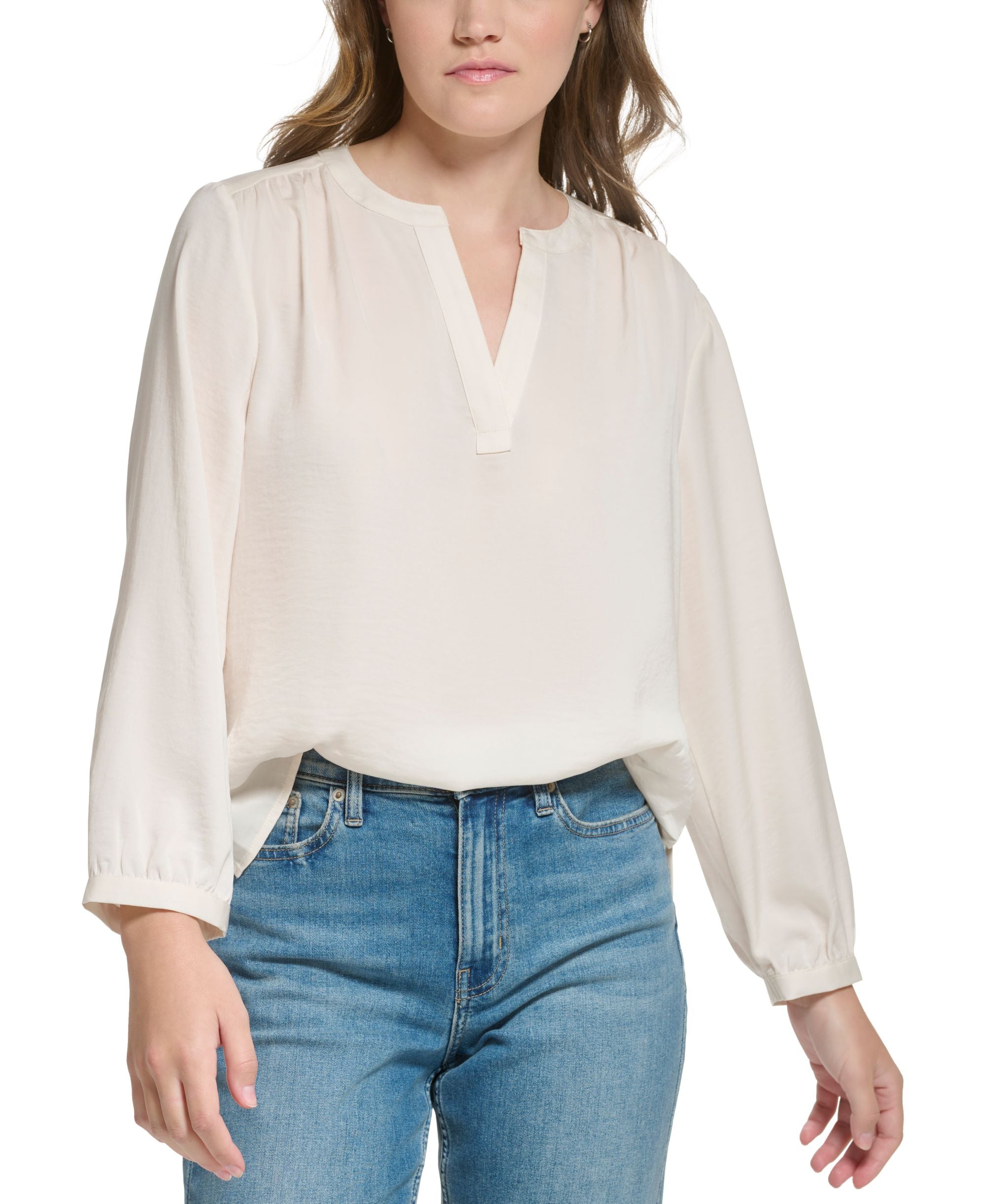 Petite Long-Sleeve Henley Top