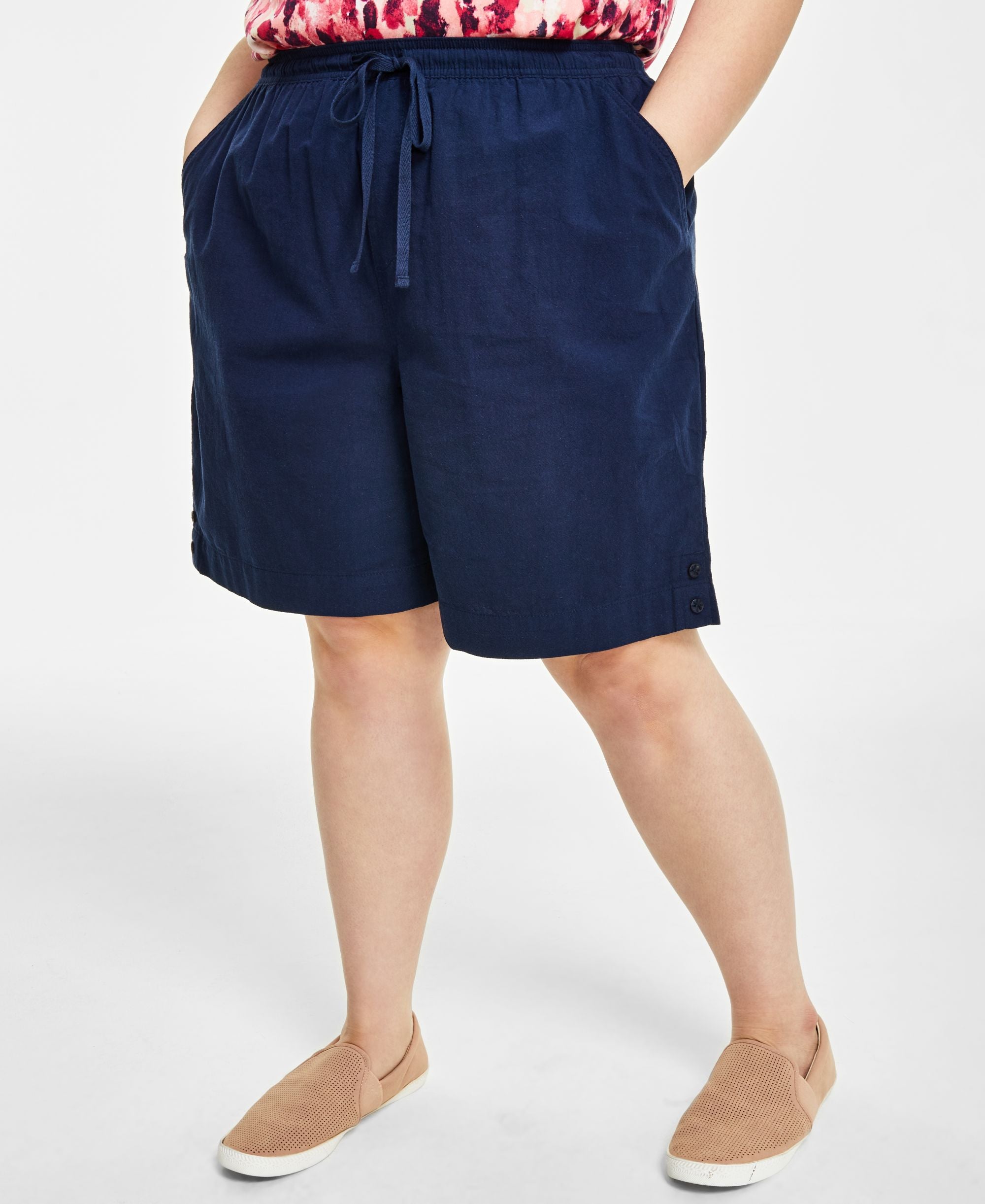 Karen Scott Plus Size Cotton Emelia Pull On Shorts