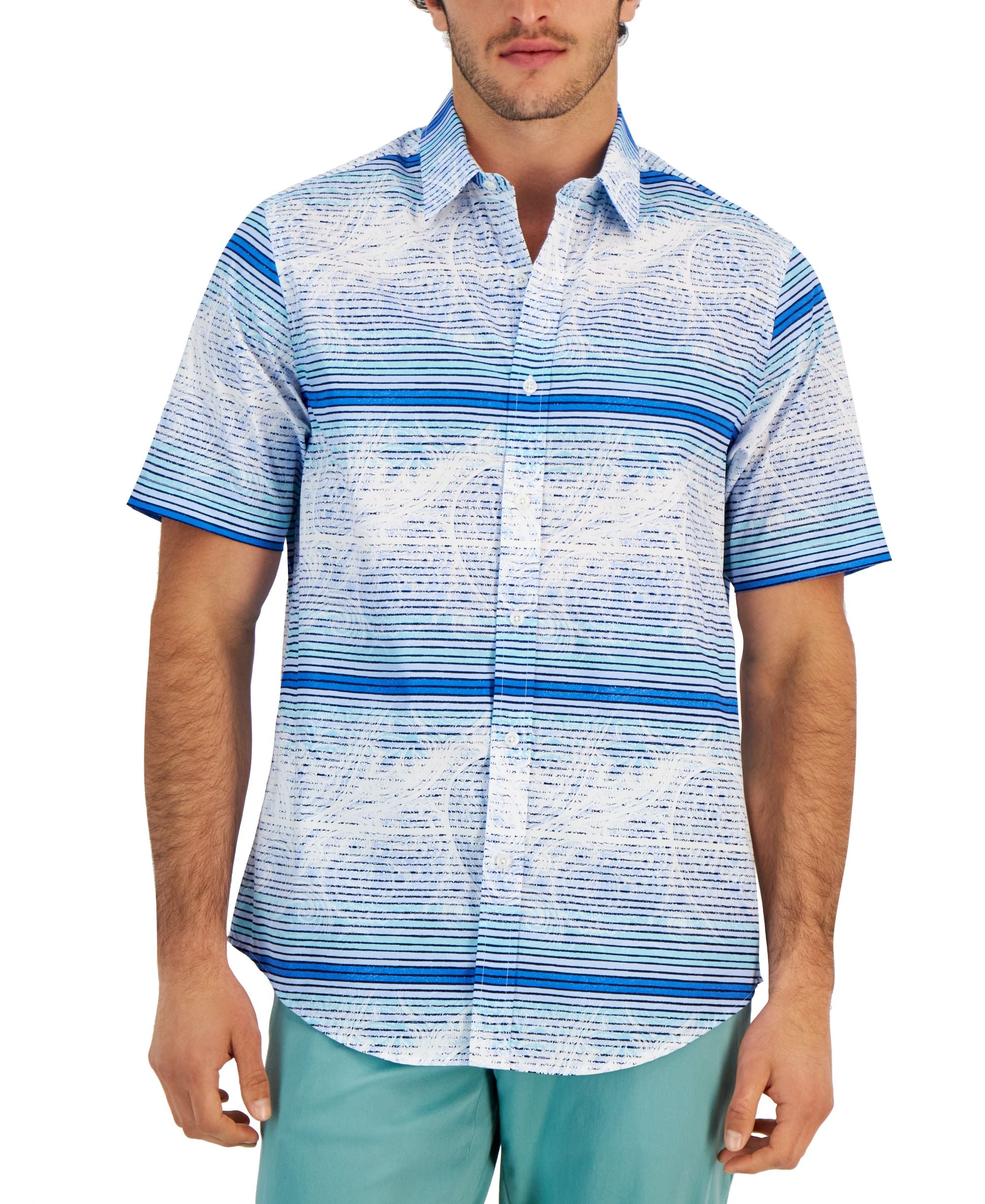 Men's Short-Sleeve Elevated Don Stripe Shirt