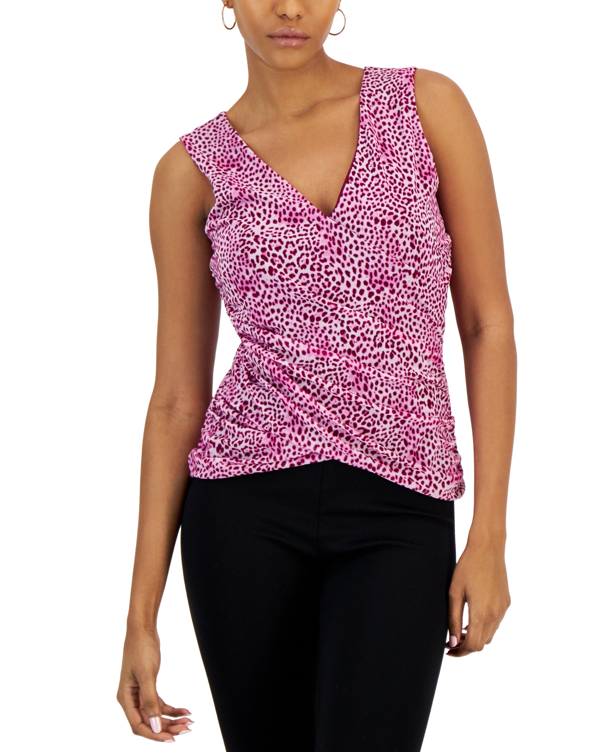 Women's Printed Mesh Crossover Top