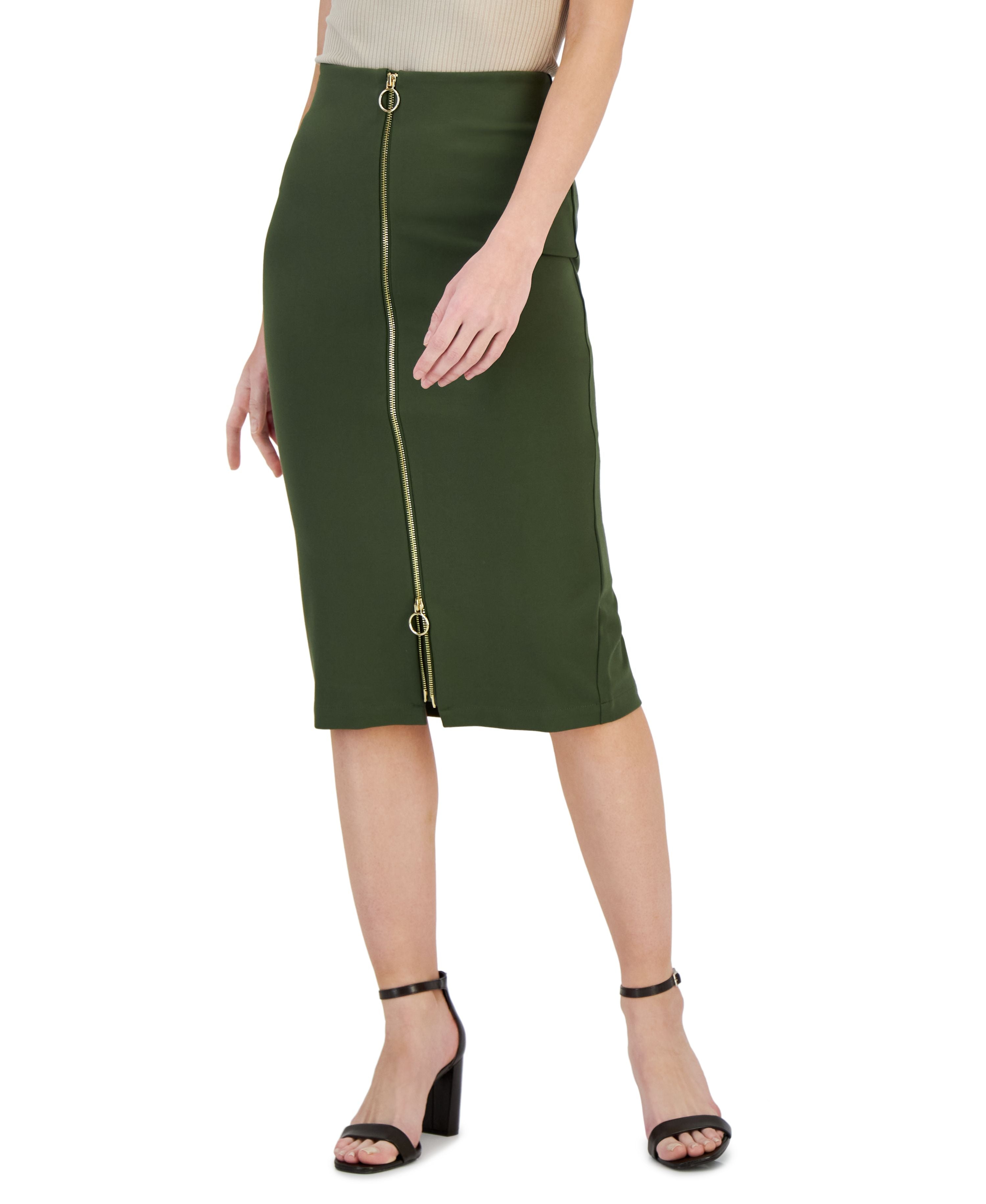 Women's Ponte Zip-Front Pencil Skirt