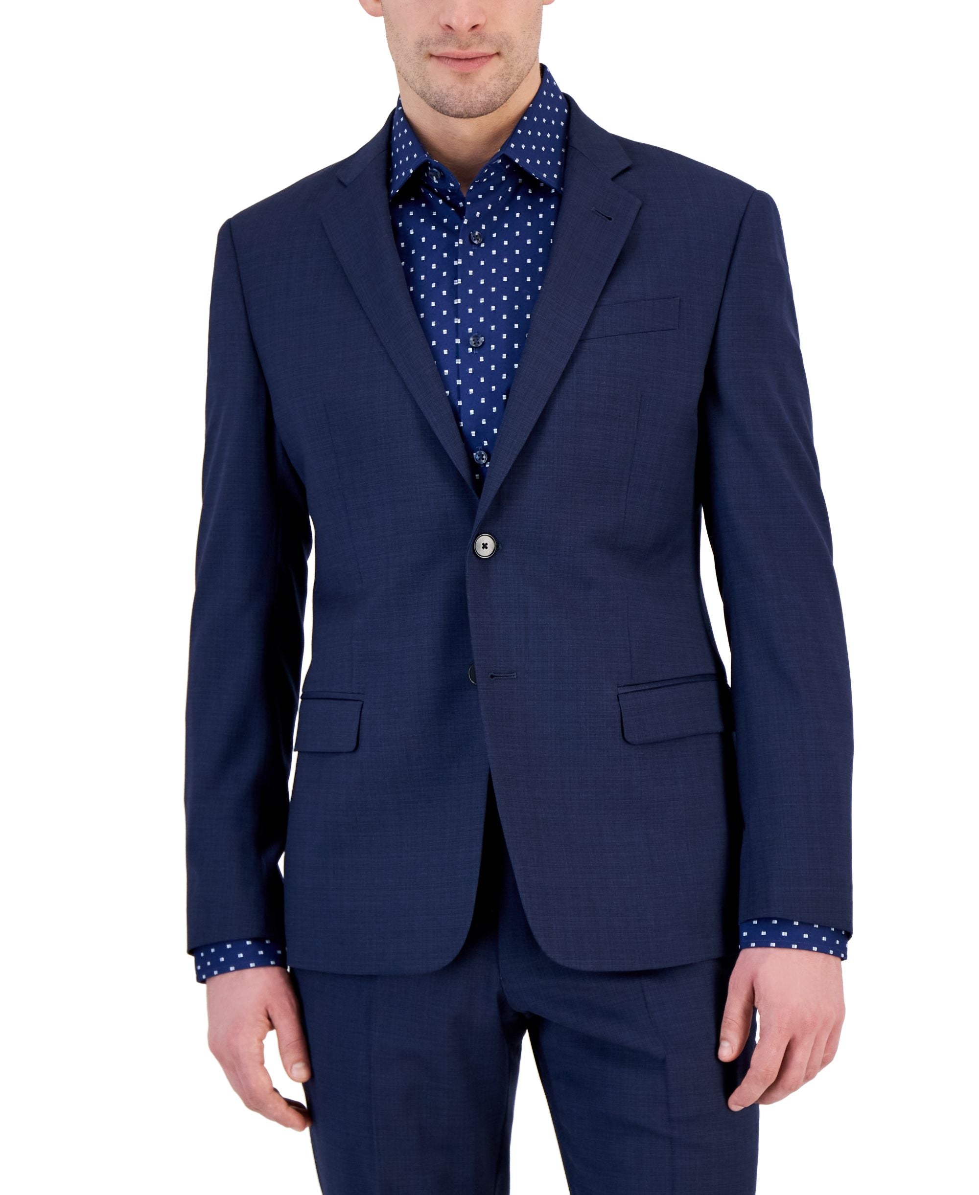 Armani Exchnage Men's High Blue Solid Suit Jacket