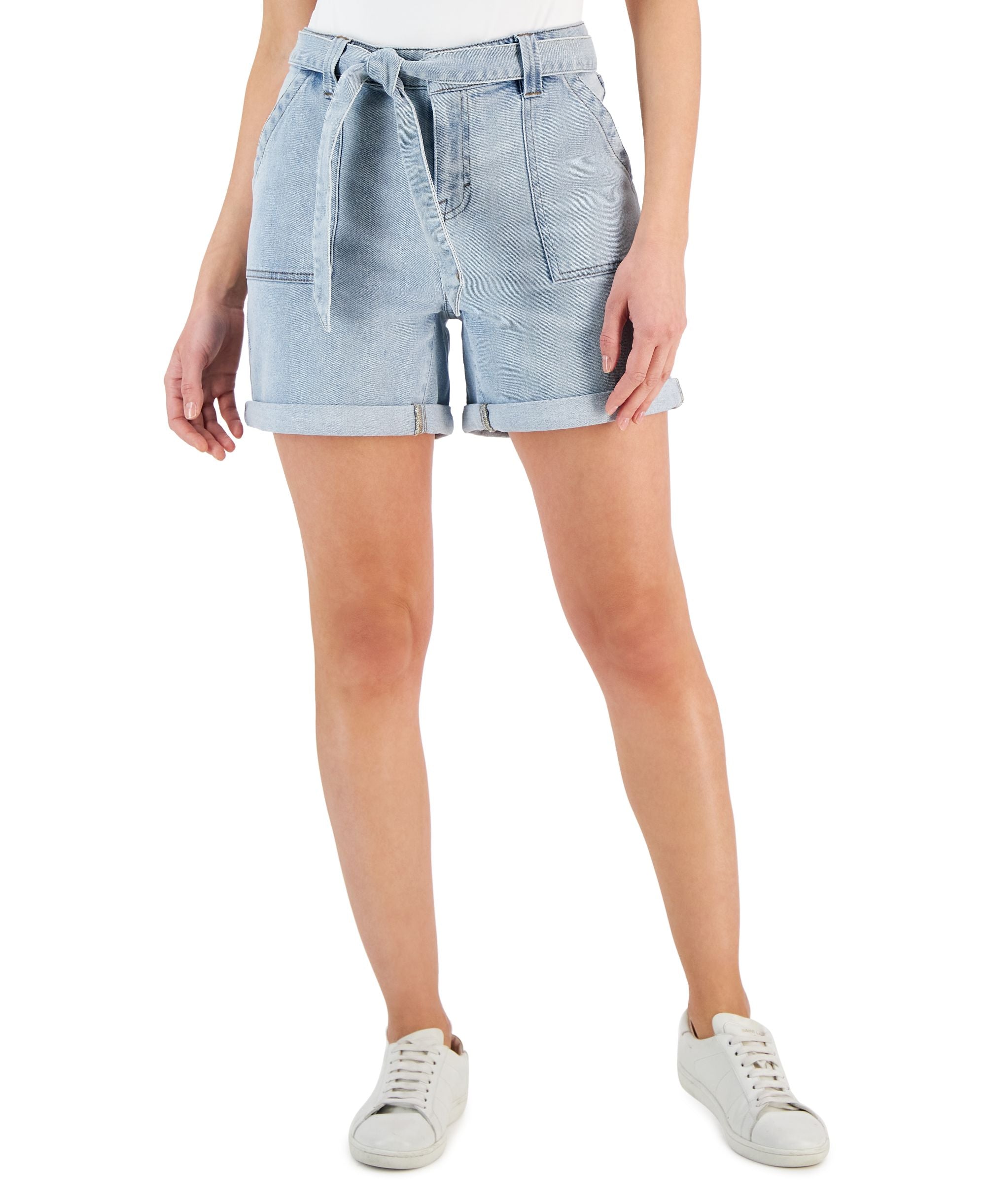 Women's Mid-Rise Belted Cuff Shorts