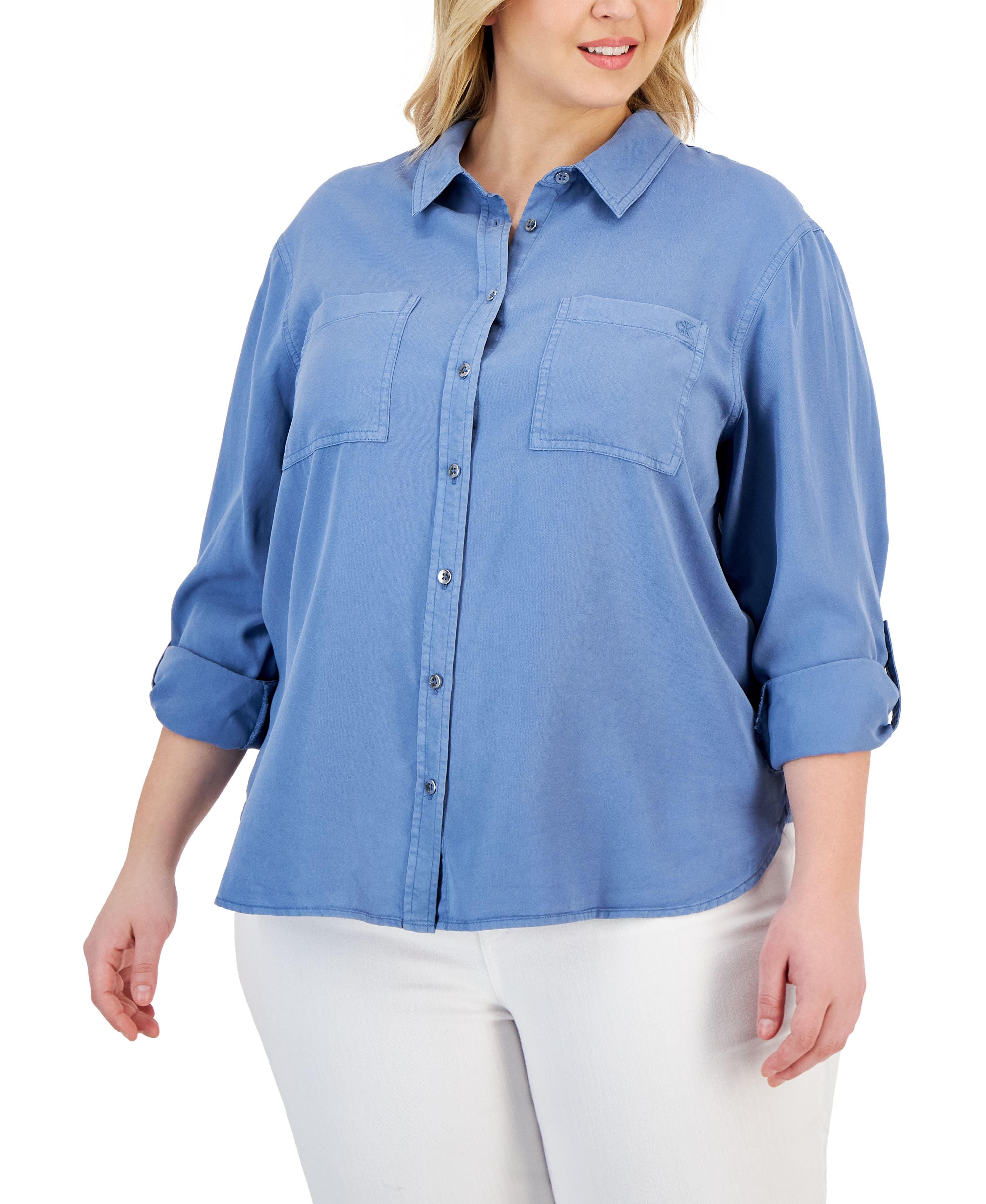 Trendy Plus Size Utility Shirt