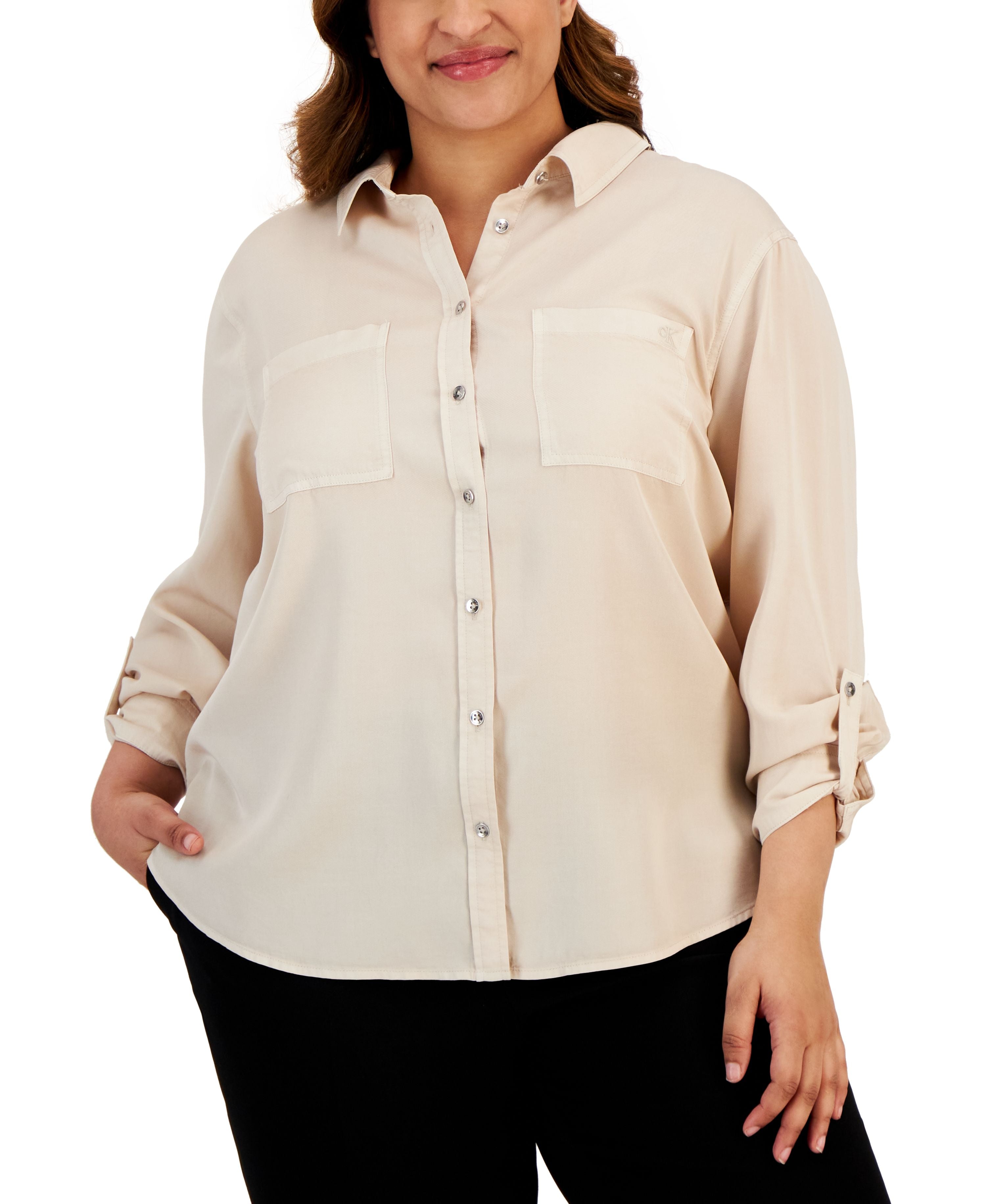 Trendy Plus Size Utility Shirt
