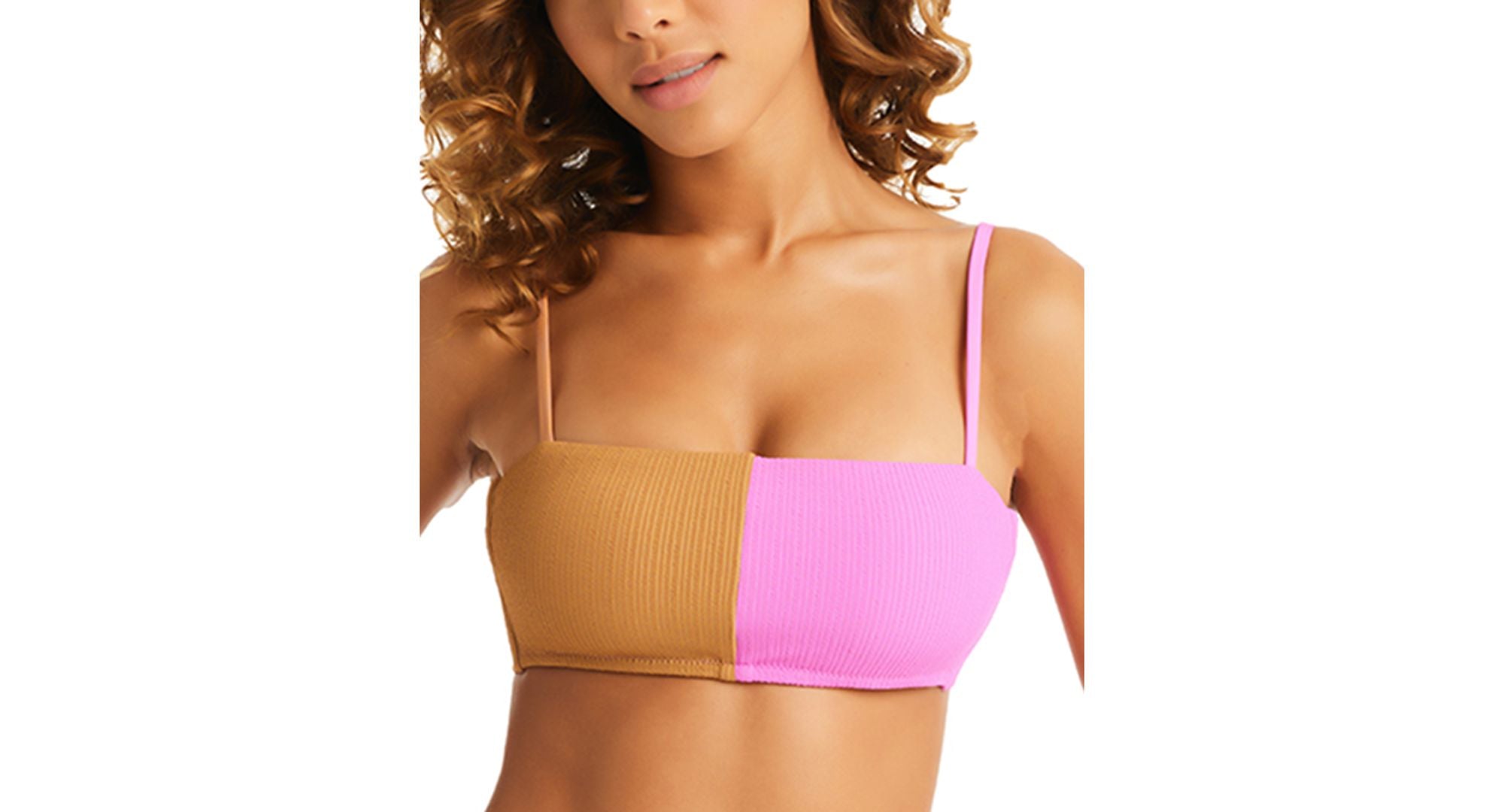 Women's Balancing Act Two-Toned Bandeau Bikini Top