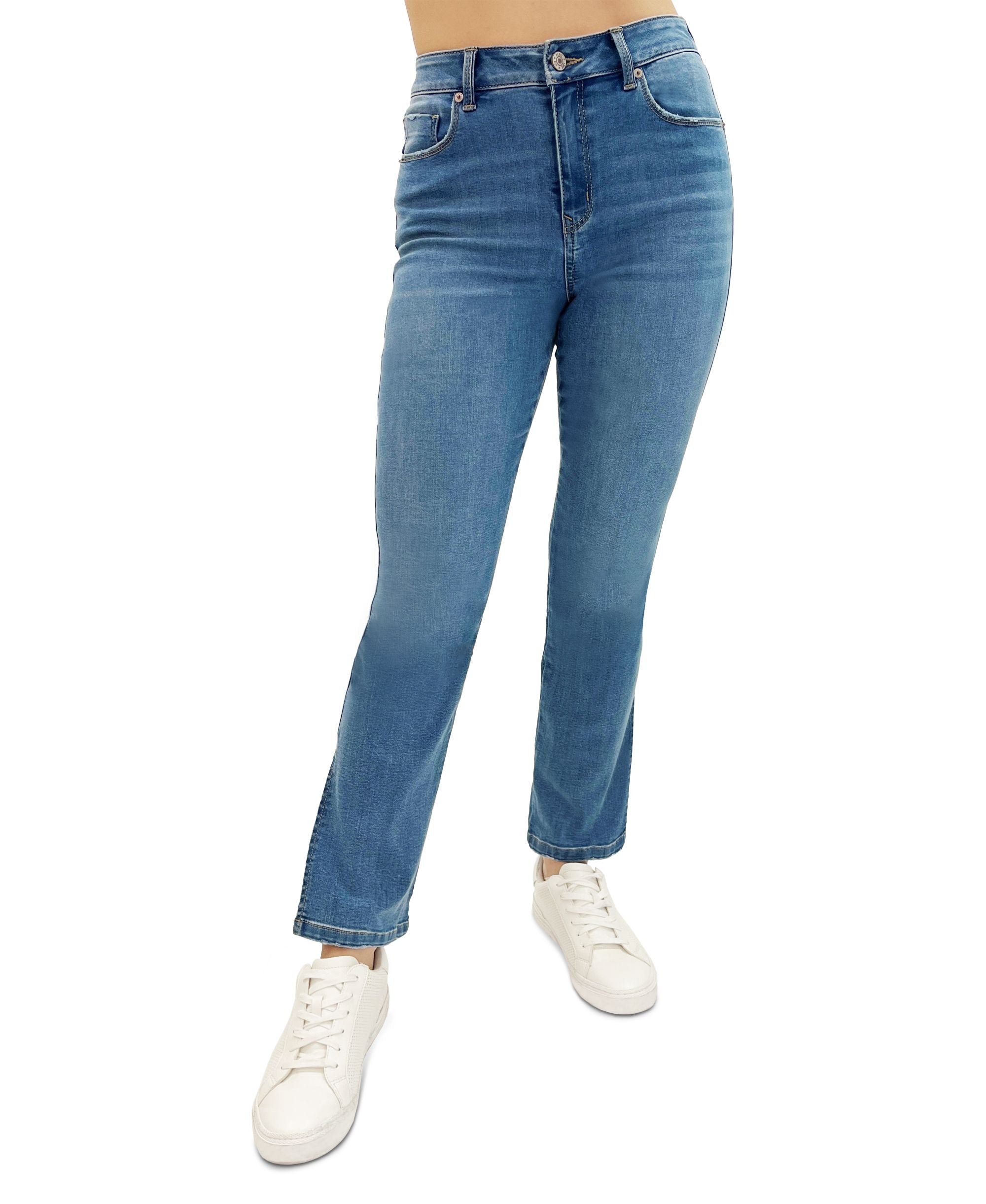 Juniors' Distressed Slim Straight-Leg Jeans