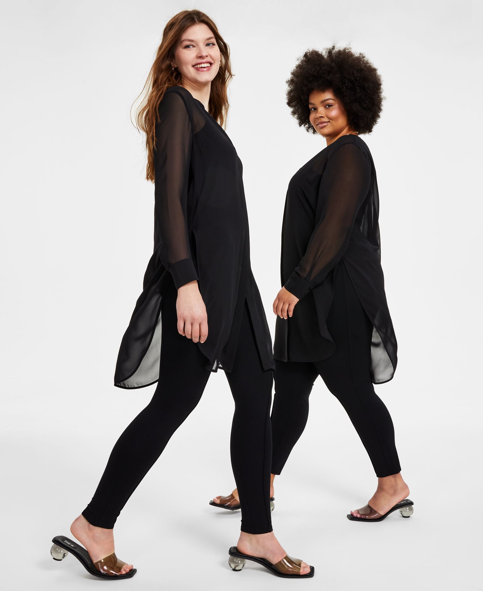 Petite Semi-Sheer Tunic Blouse