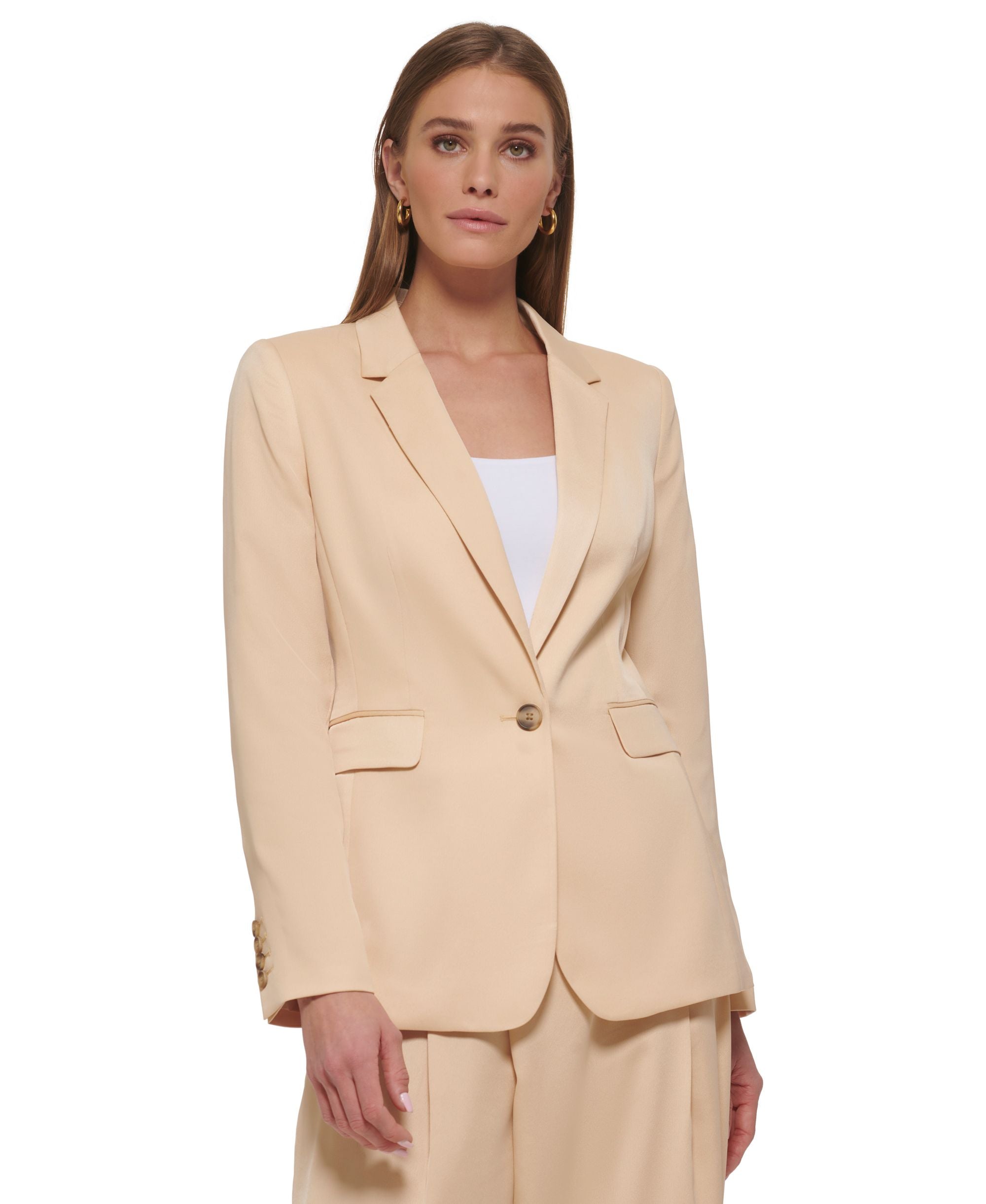 Women's One-Button Notched-Lapel Blazer