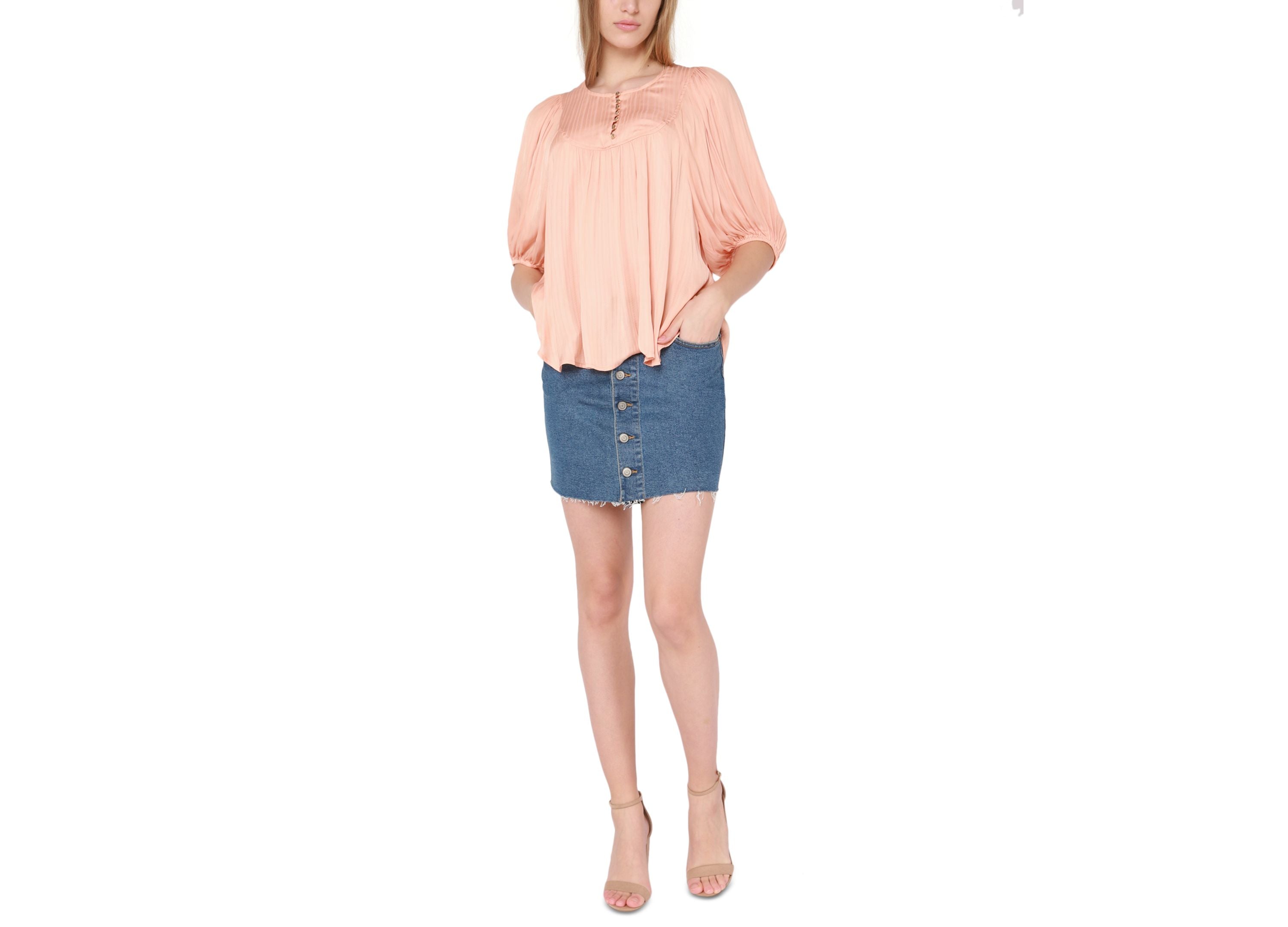 Women's Button-Front Denim Miniskirt
