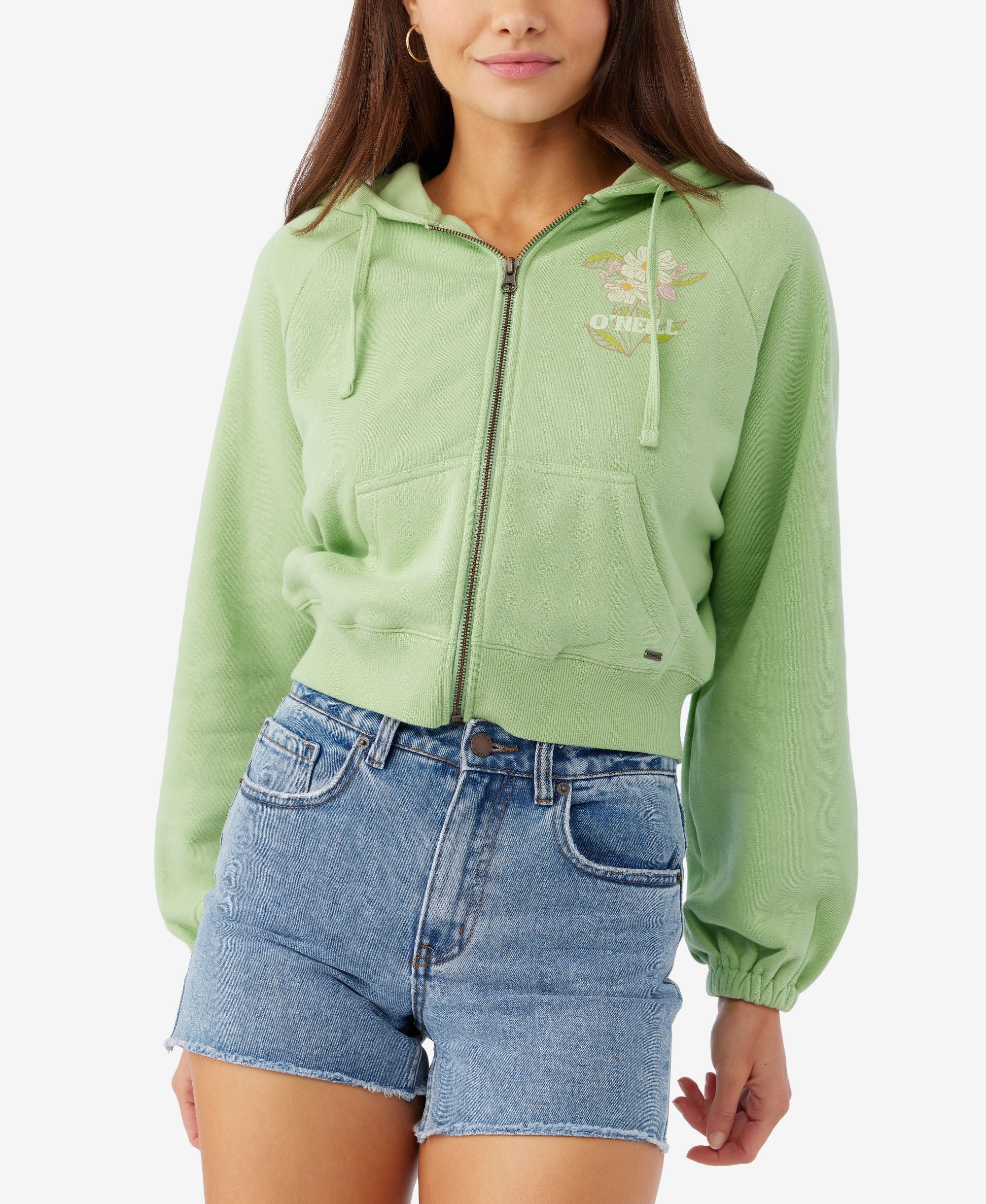 Juniors' Bash Terry Graphic Short Zip Hoodie