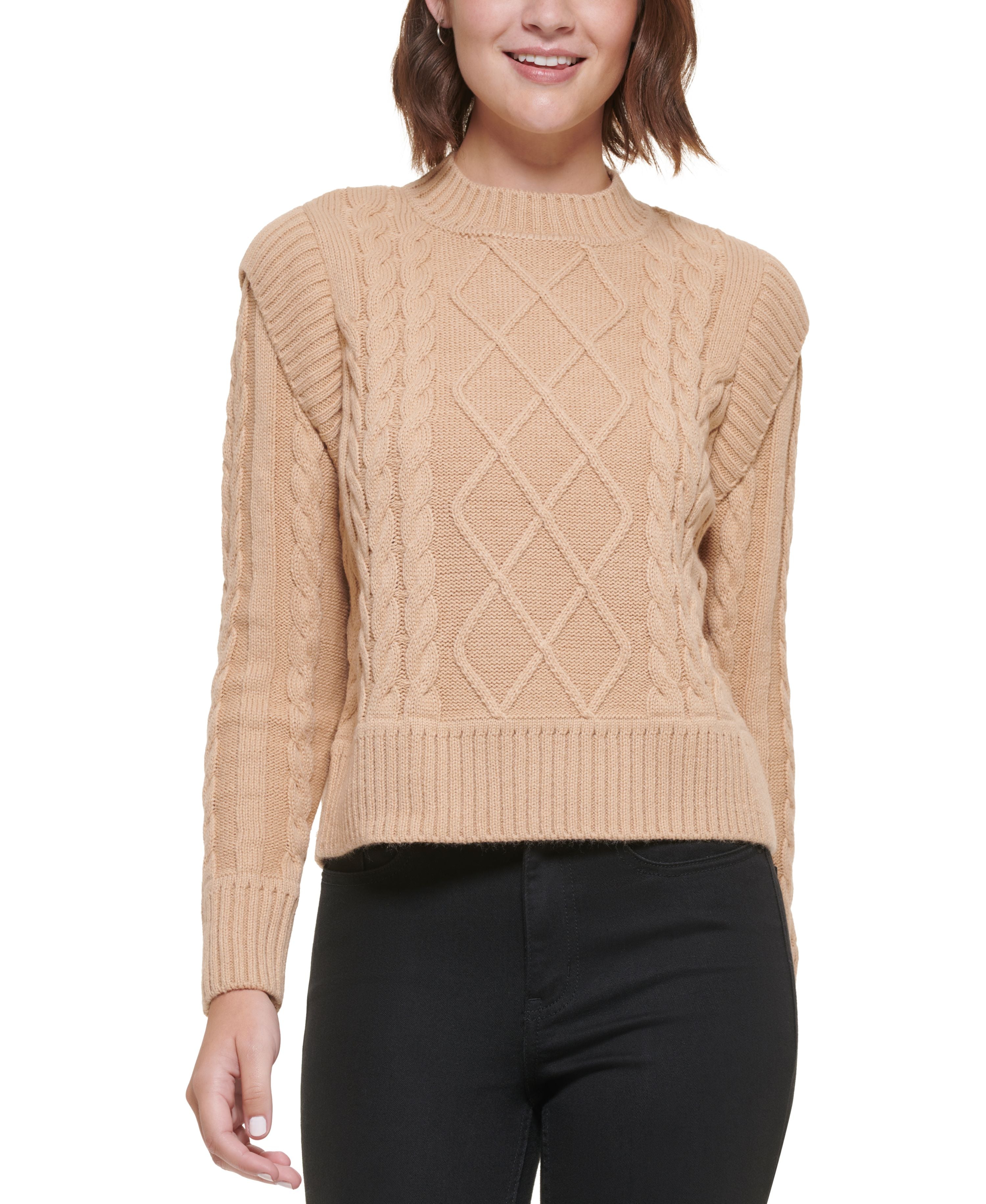 Petite Cable-Knit Crewneck Sweater