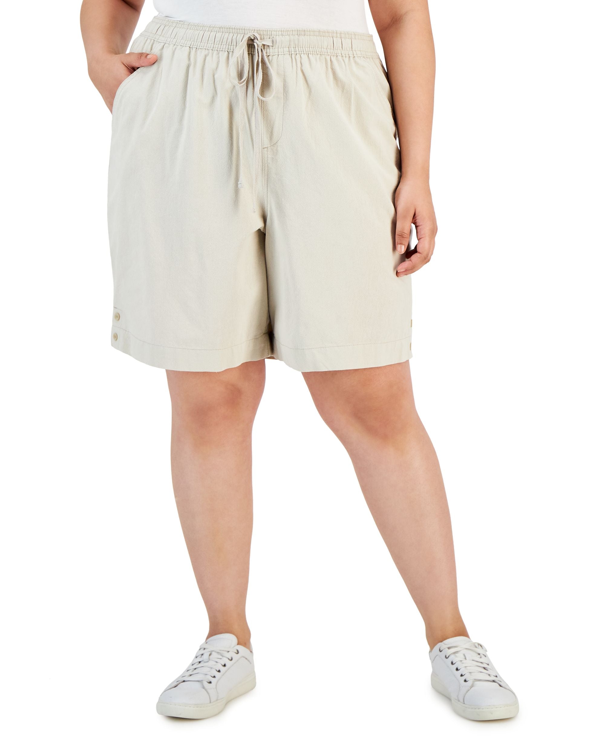 Karen Scott Plus Size Cotton Emelia Pull On Shorts