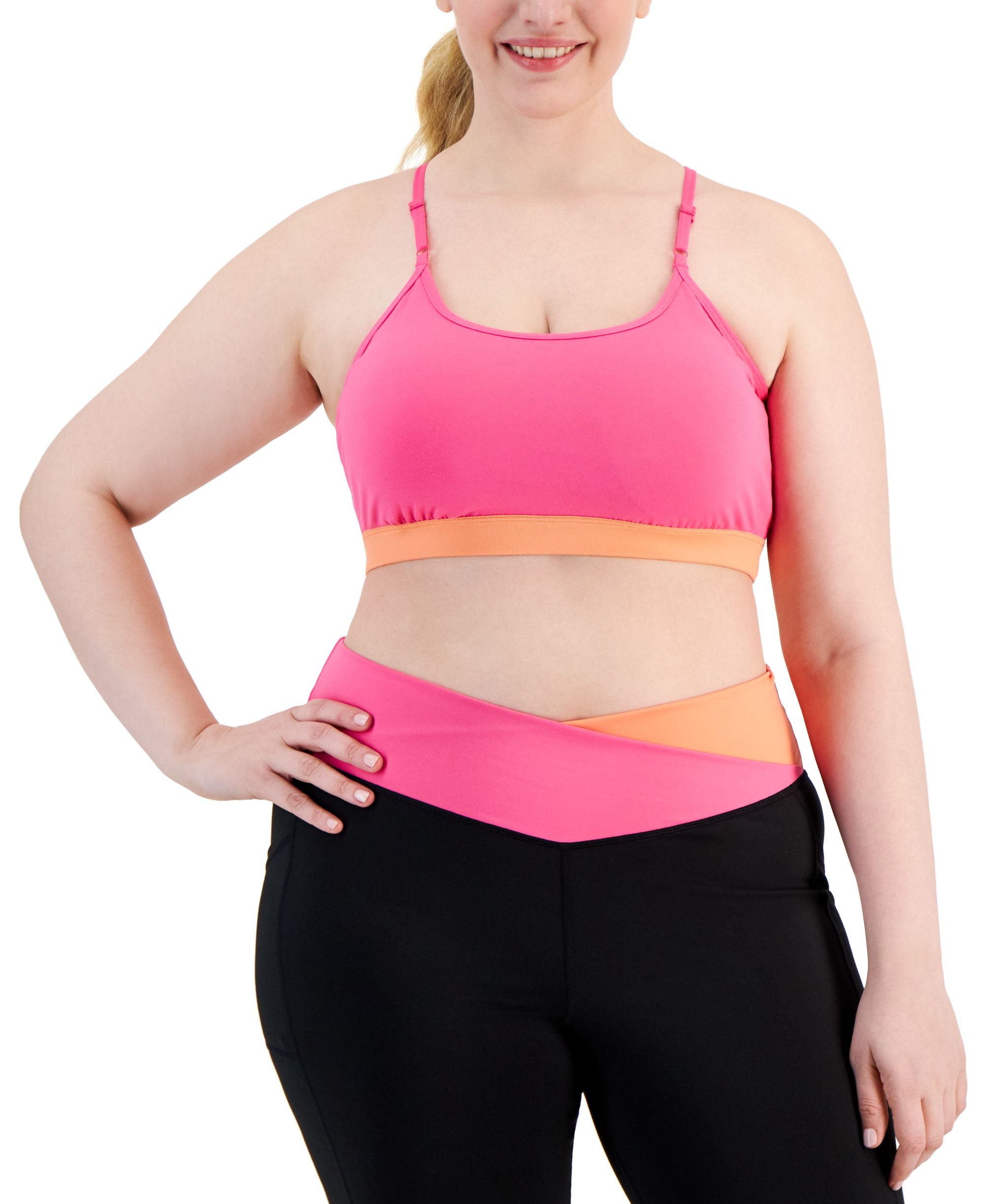 Plus Size Colorblocked Low-Impact Sports Bra
