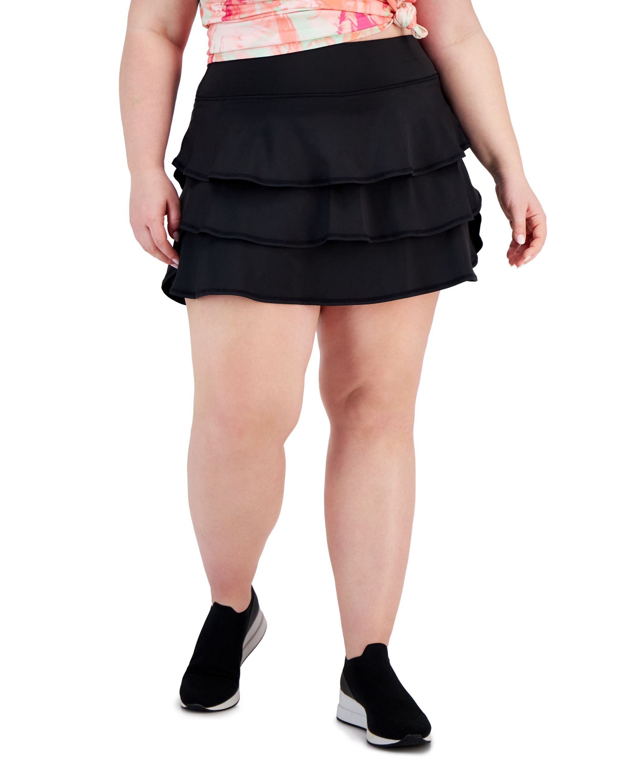 Plus Size Flounced Active Skort