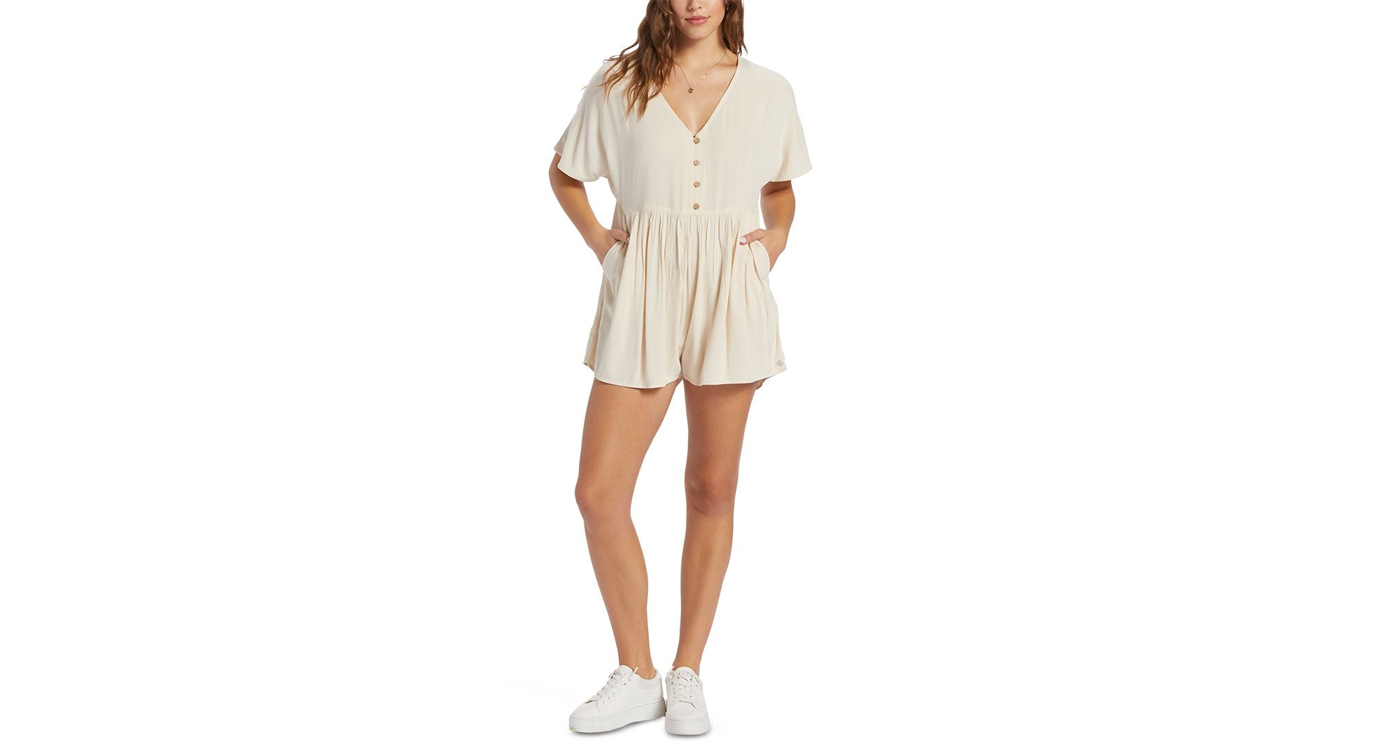 Juniors' Endless Journey V-Neck Short-Sleeve Romper