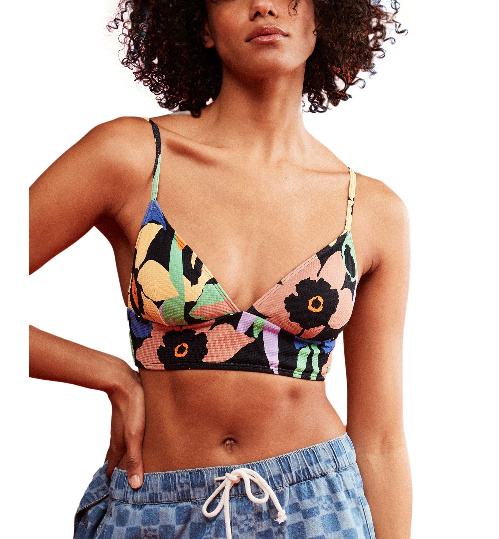 Juniors' Printed Color Jam V-Neck Swim Tank Top