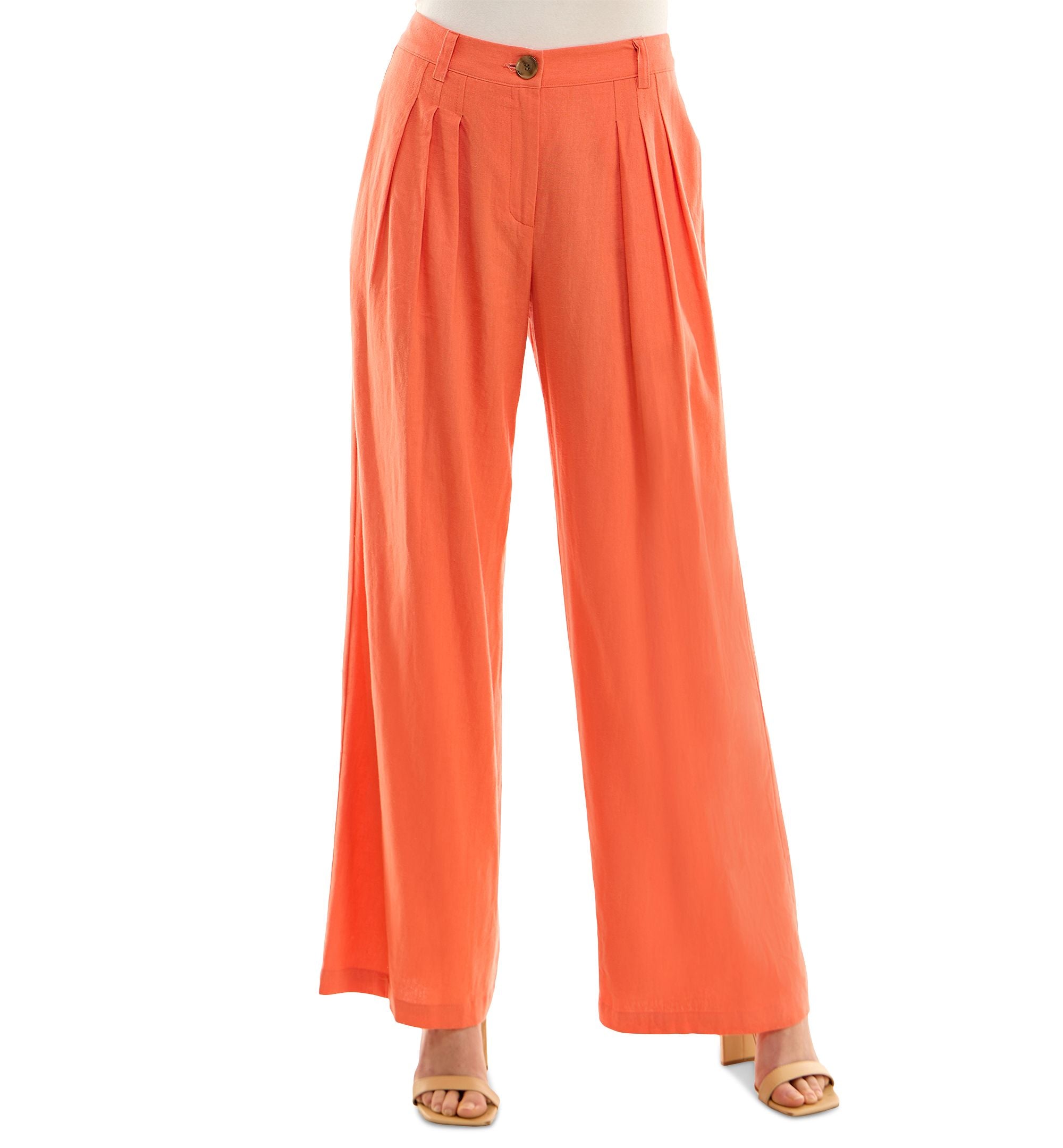 Juniors' High-Rise Pleat-Front Wide-Leg Pants