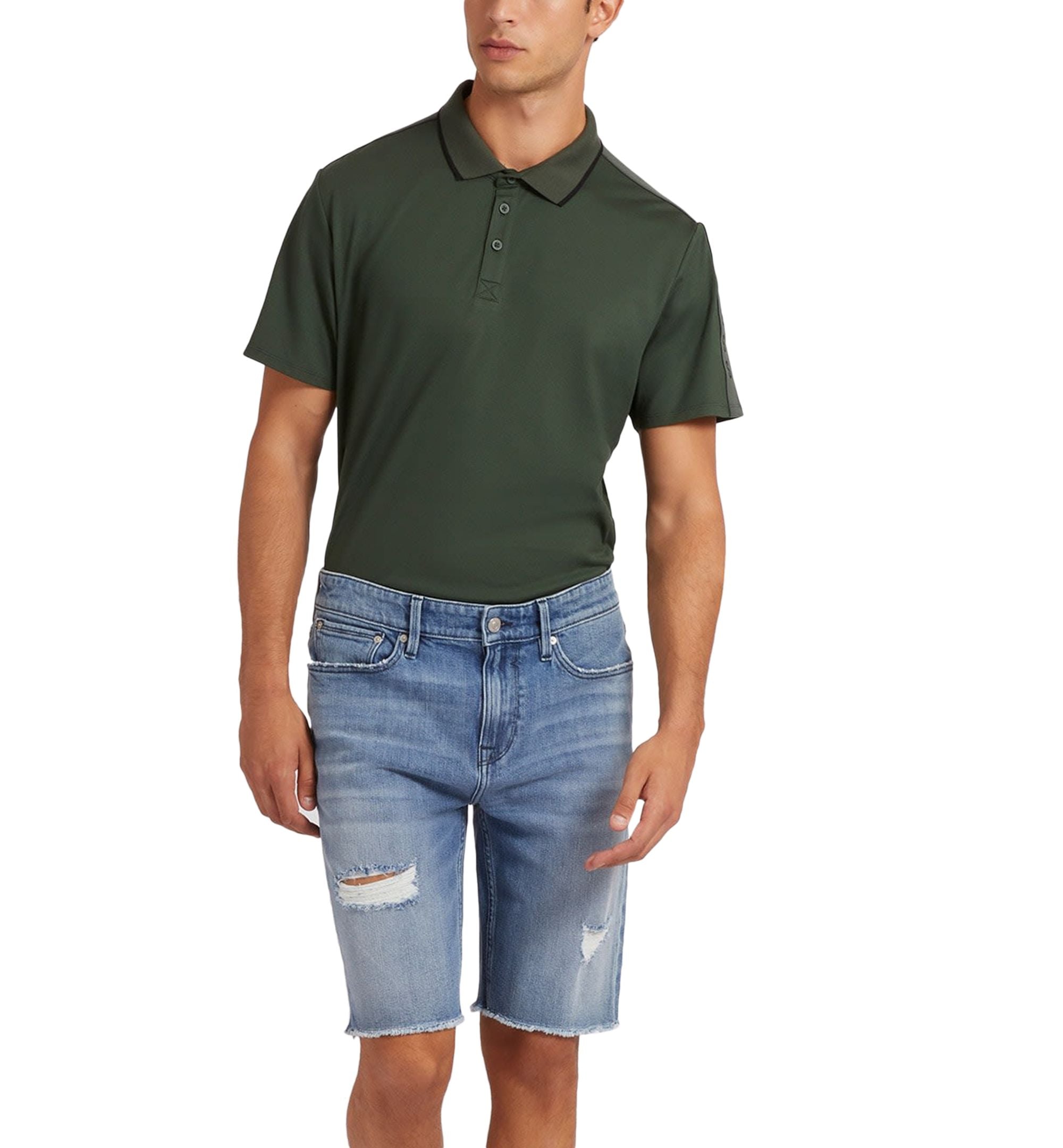 Men's Slim-Fit Distressed Denim Indigo Shorts