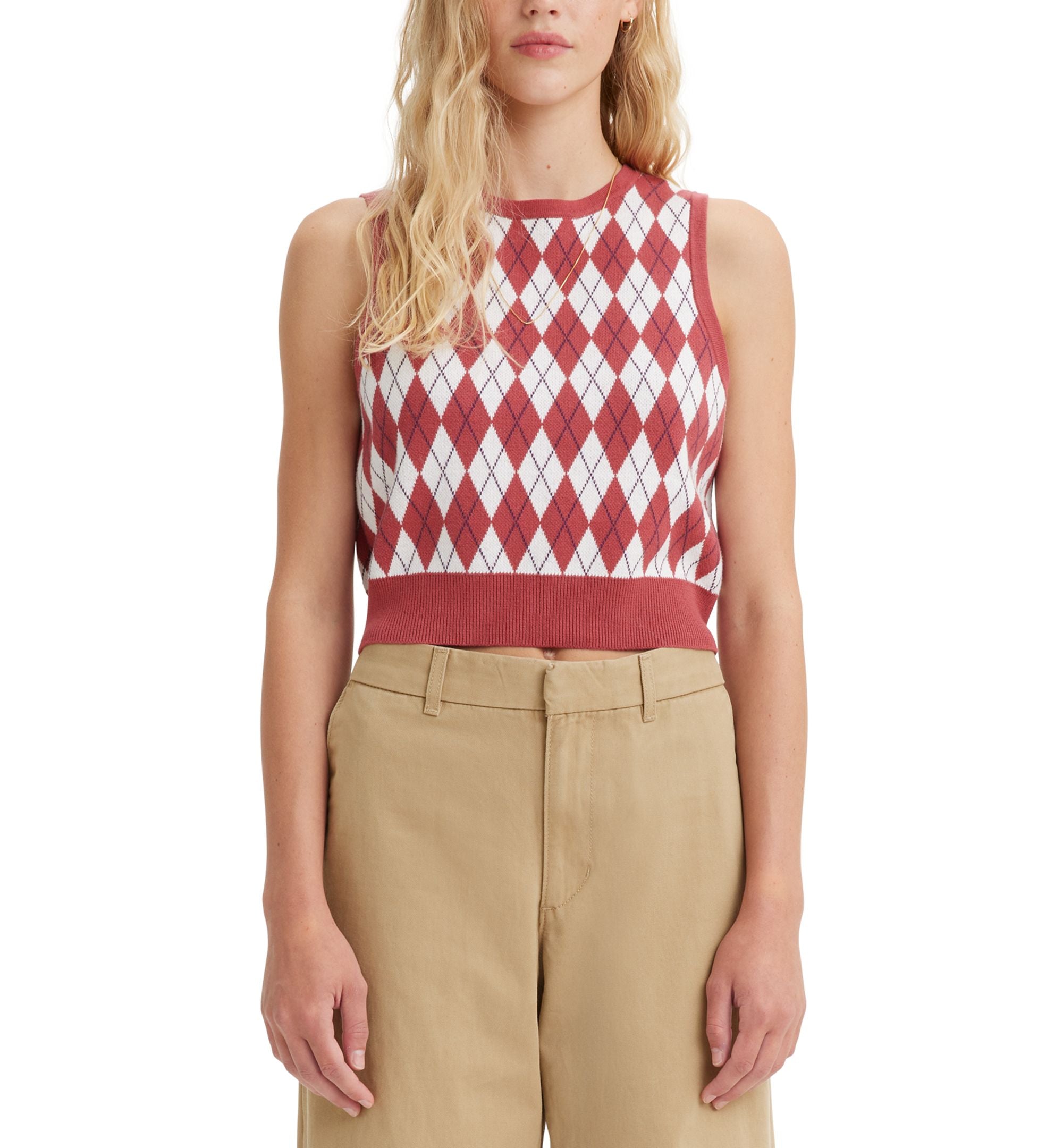 Women's Ilia Cotton Argyle Cropped Sweater Vest