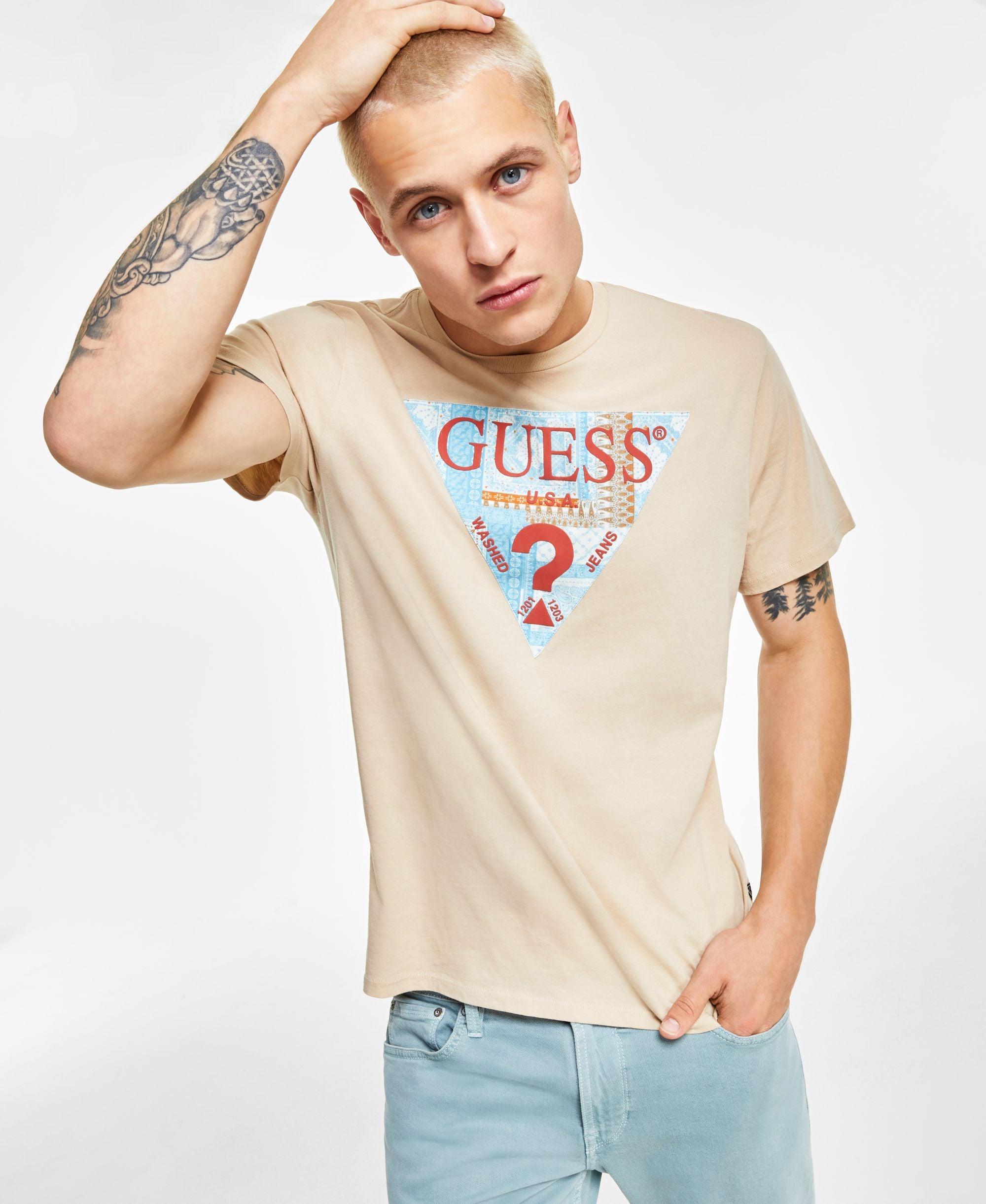 Men's Mosaic Triangle Logo Graphic T-Shirt