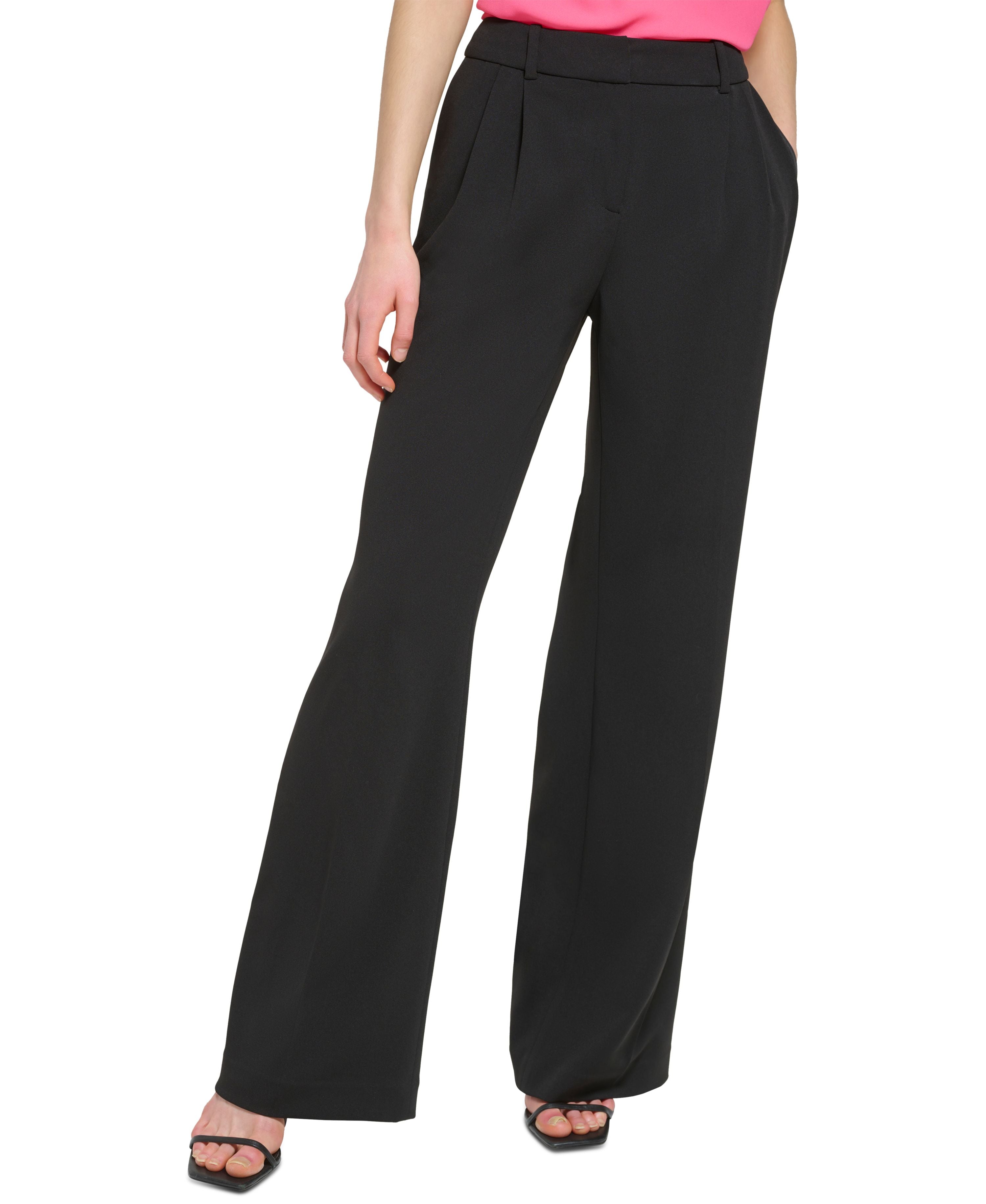 Petite Pleated Mid Rise Wide-Leg Pants