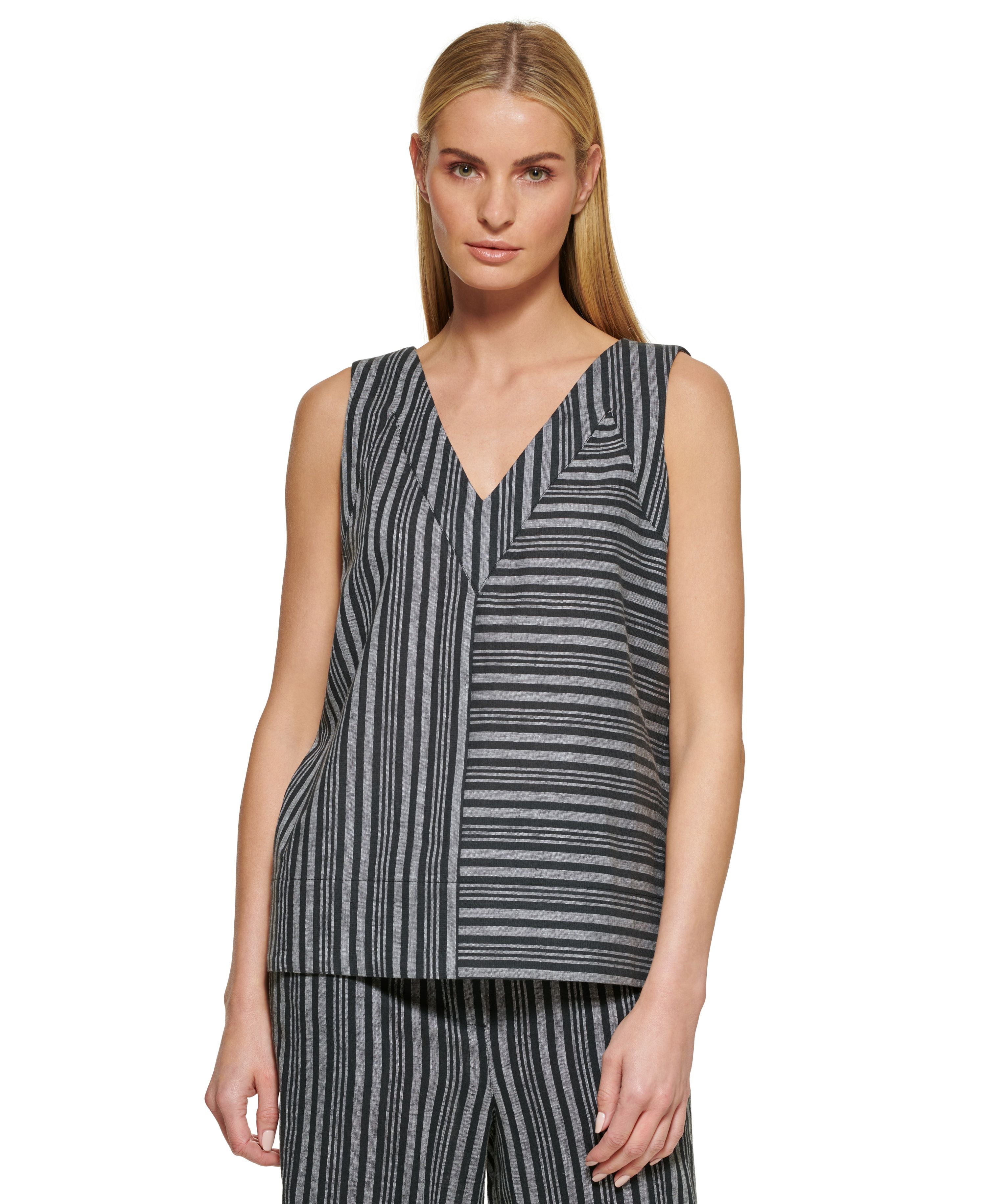 Pure Women's Striped V-Neck Top