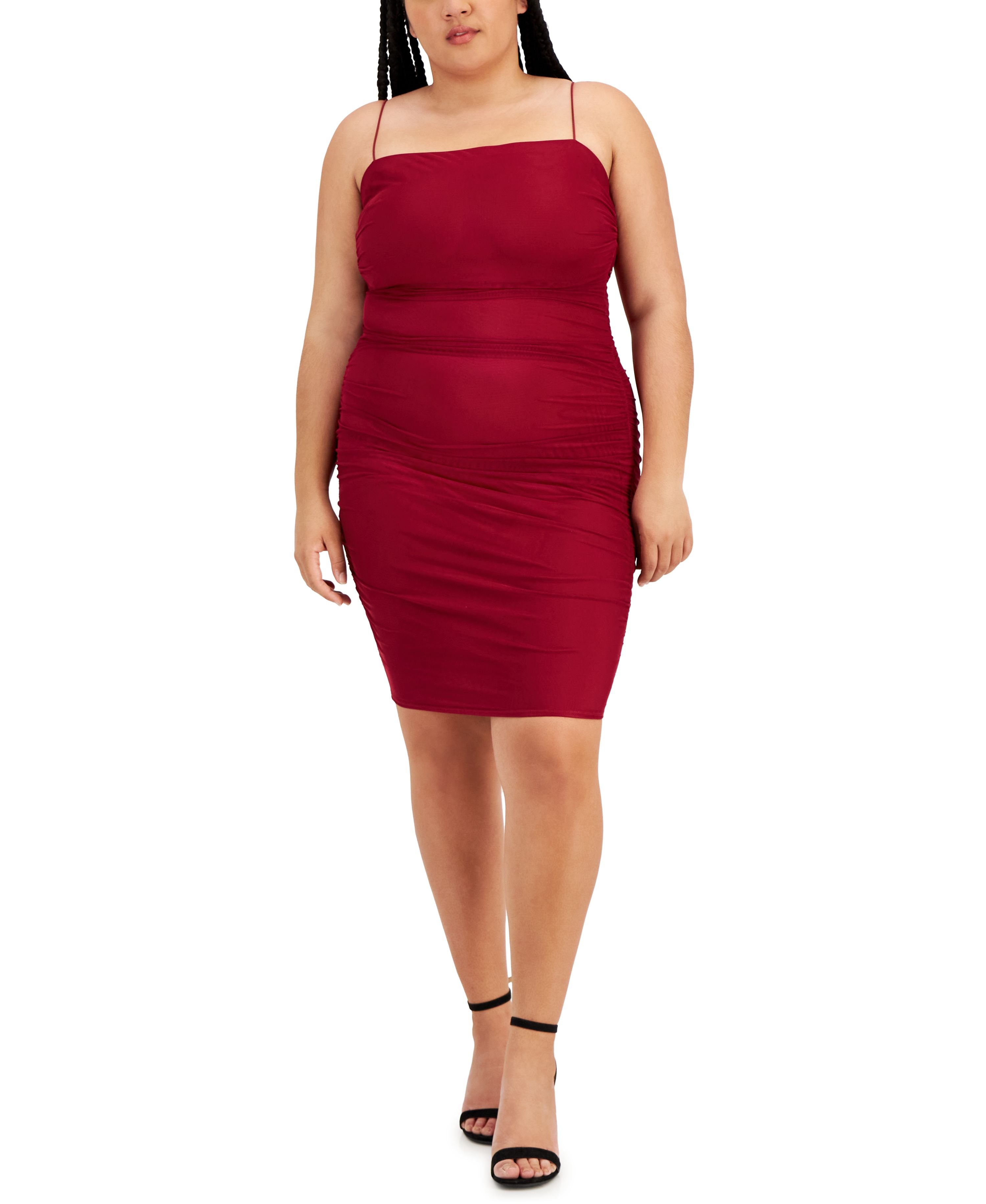 Trendy Plus Size Bungee-Strap Square-Neck Bodycon Dress