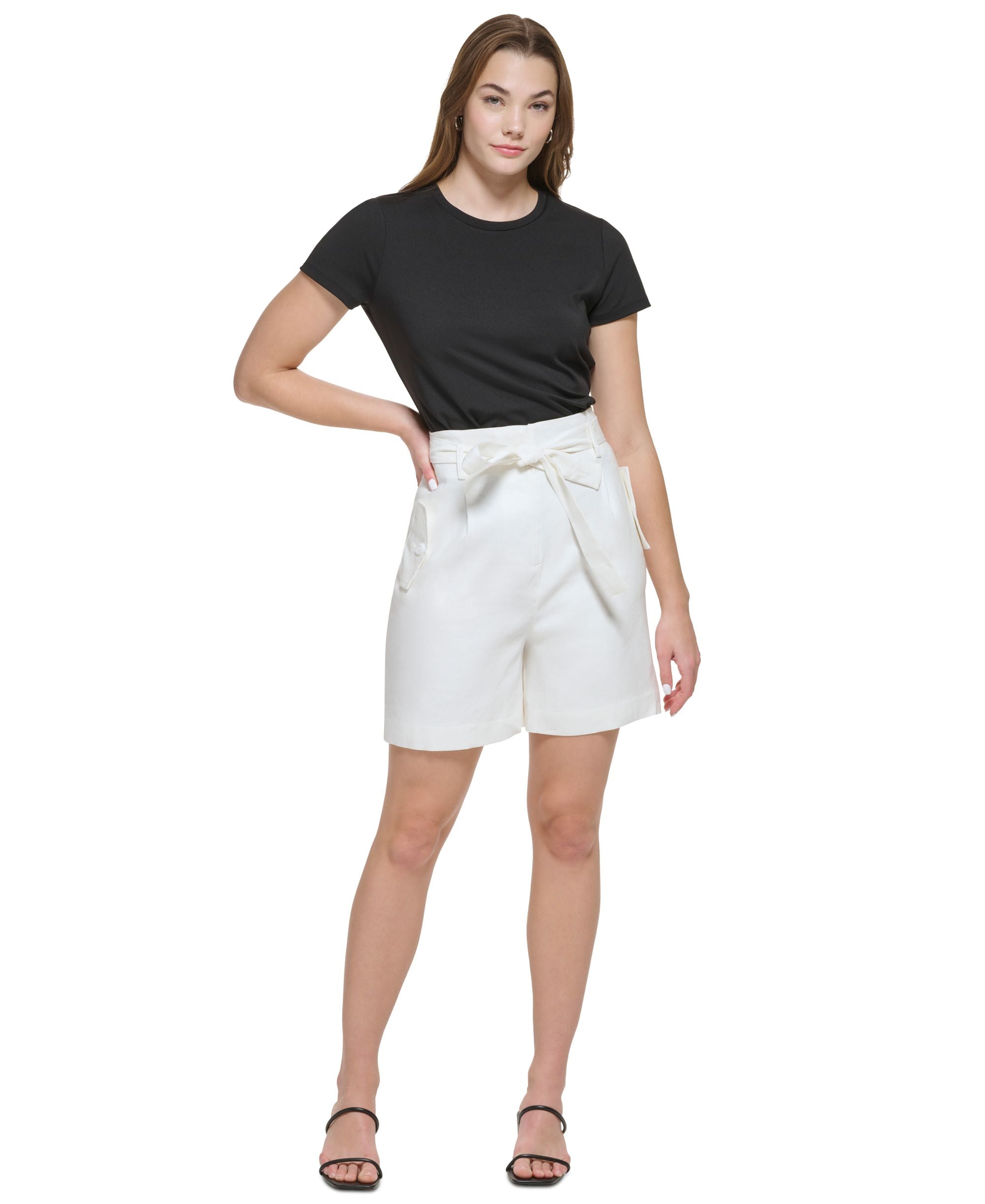 High Waisted Linen Shorts