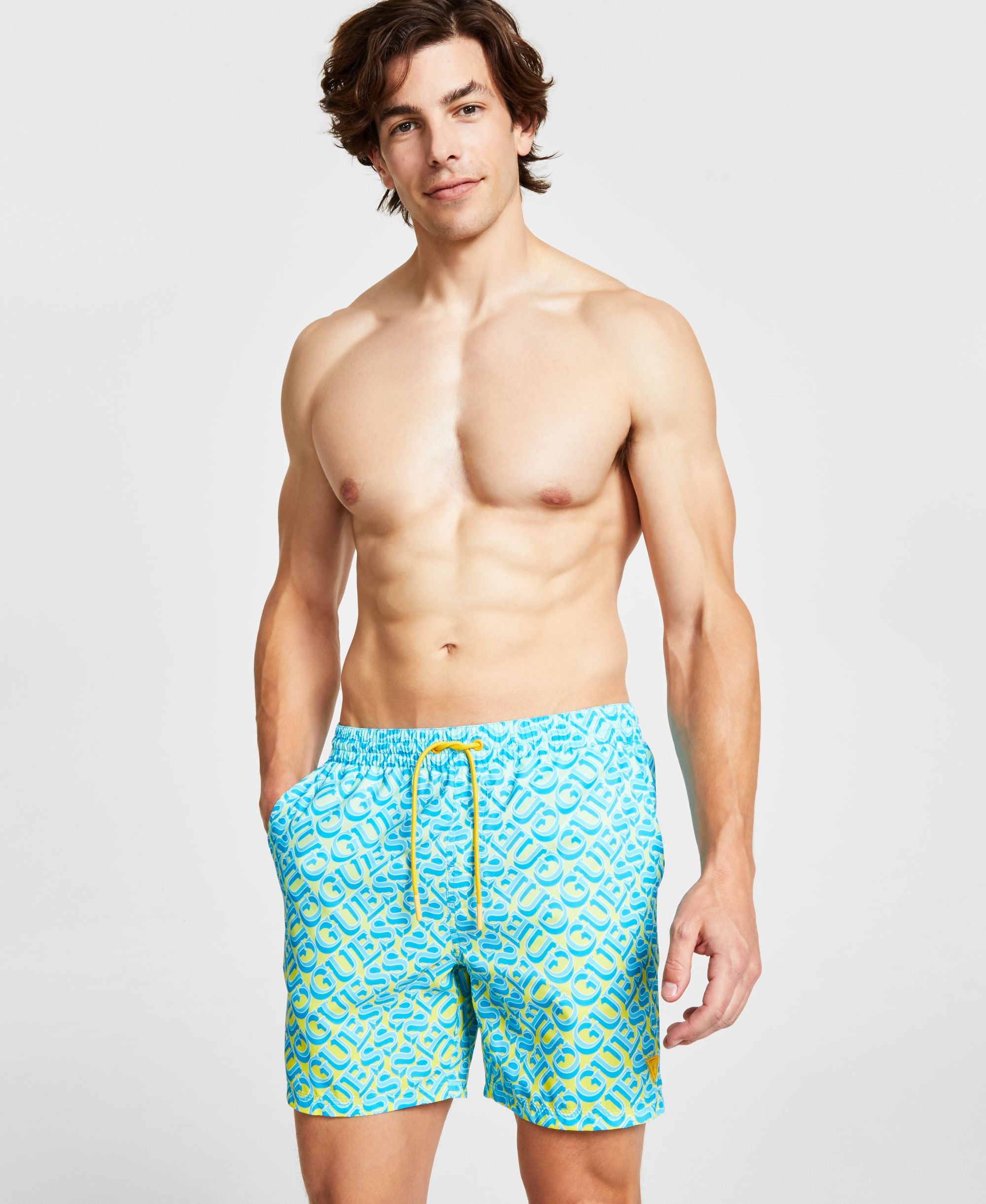 Men's Eco Island Graphic Drawstring Swim Trunks