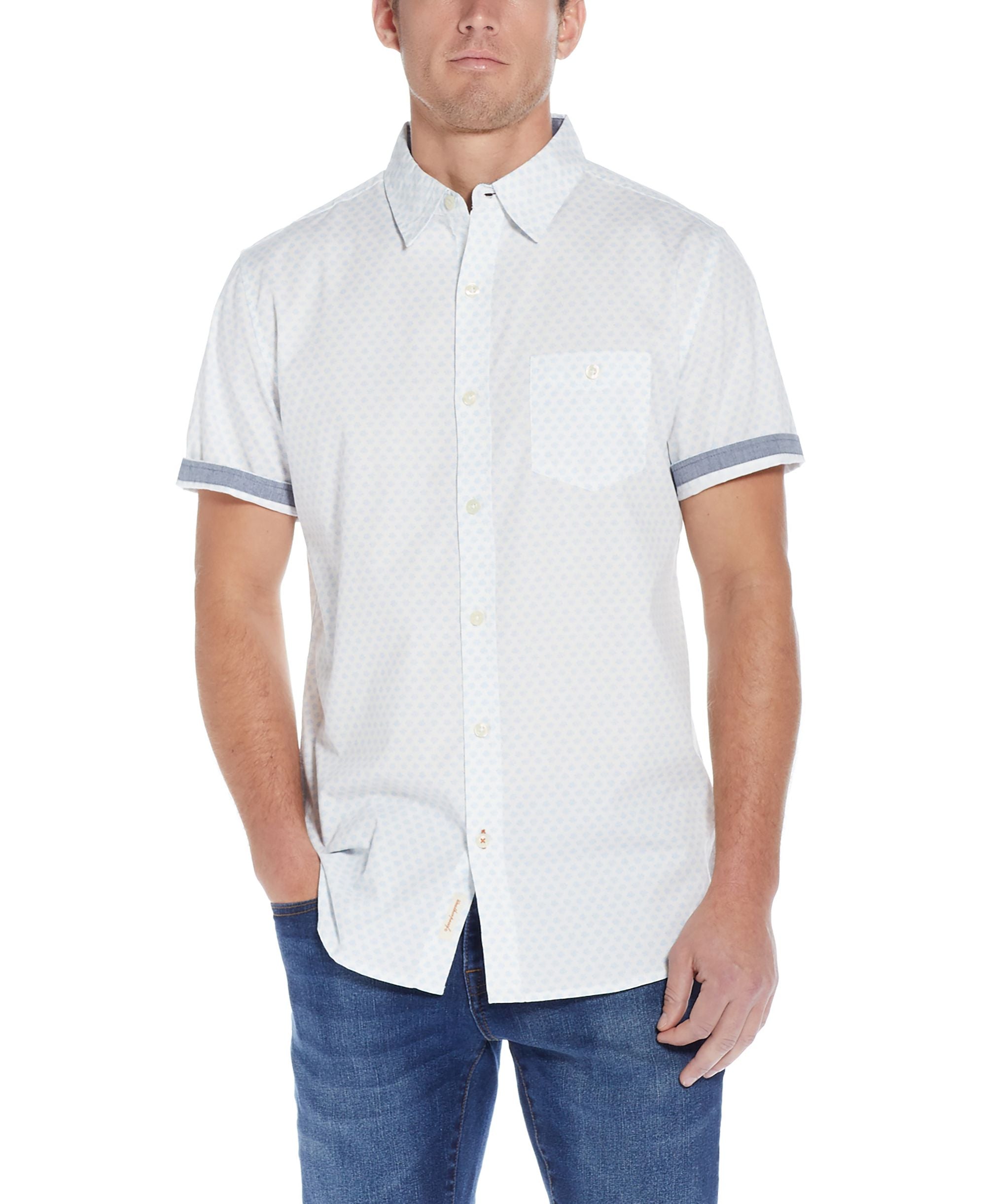 Men's Peached Poplin Short Sleeve Button Down Shirt