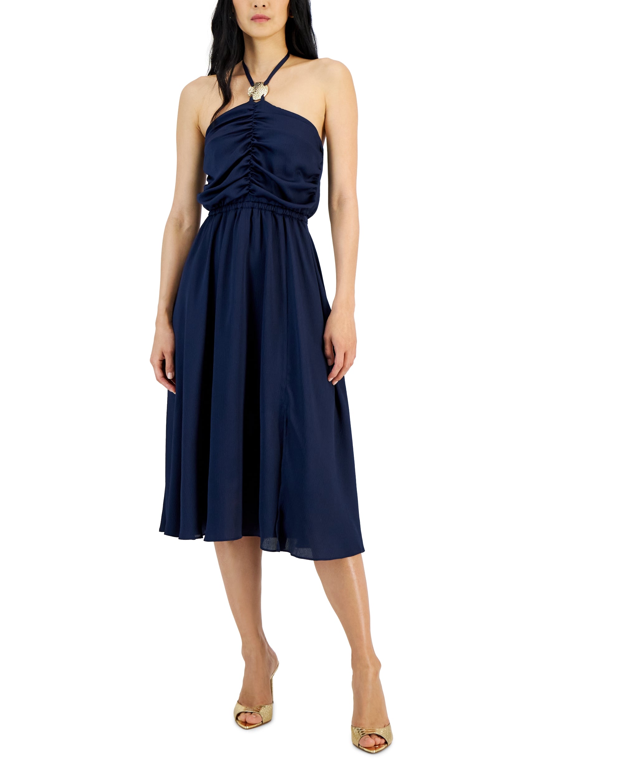Women's Ruched Halter Dress