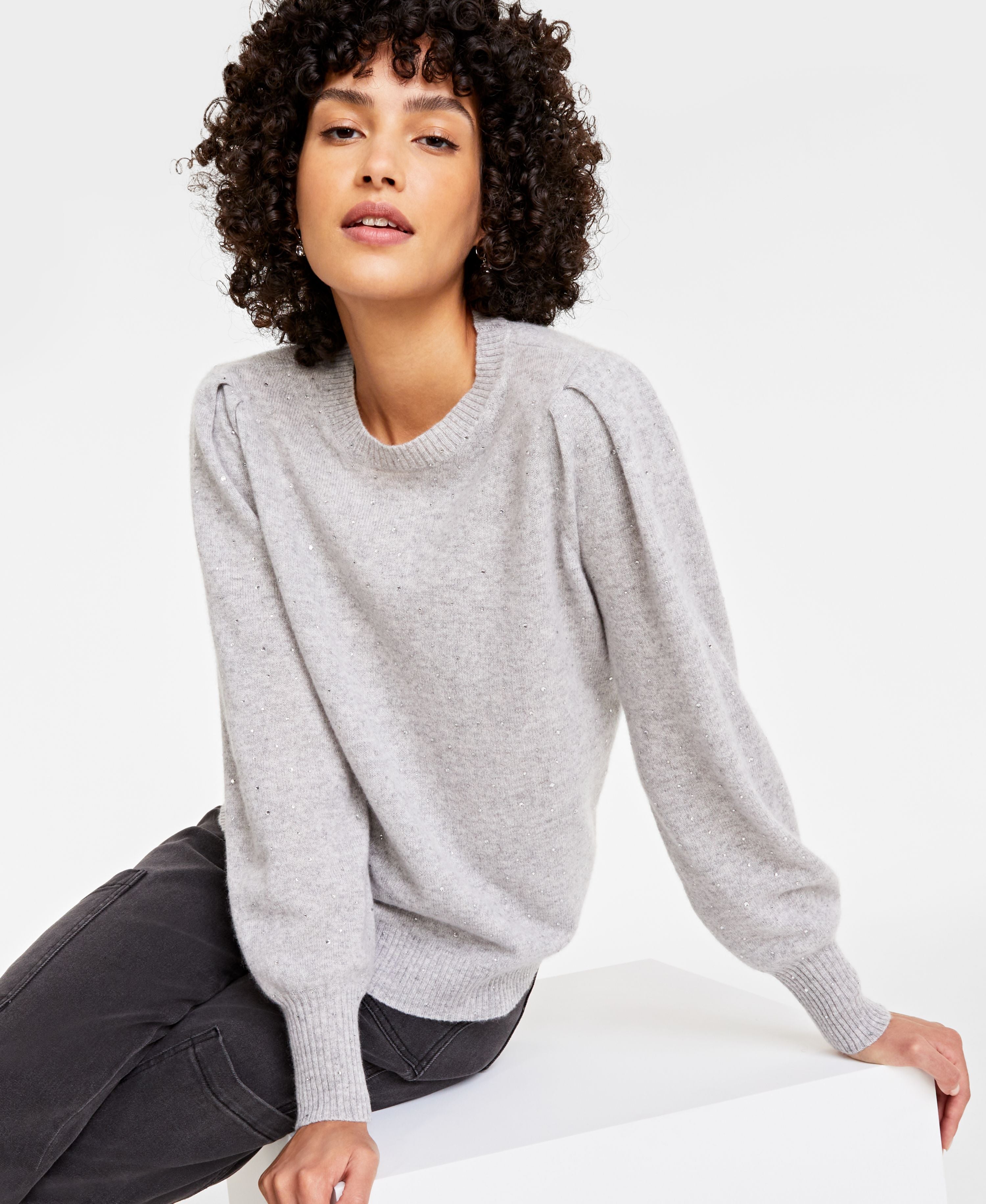 Women's 100% Cashmere Embellished Sweater