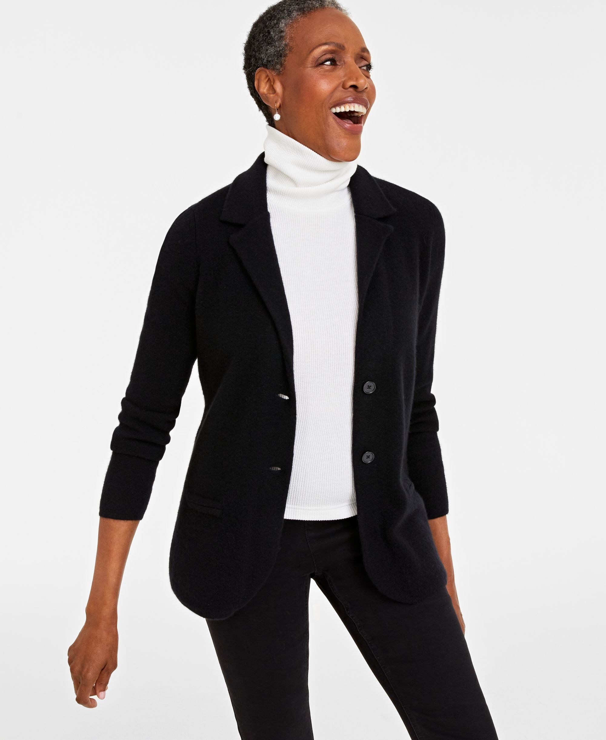 Charter Club Womens Cashmere Blazer