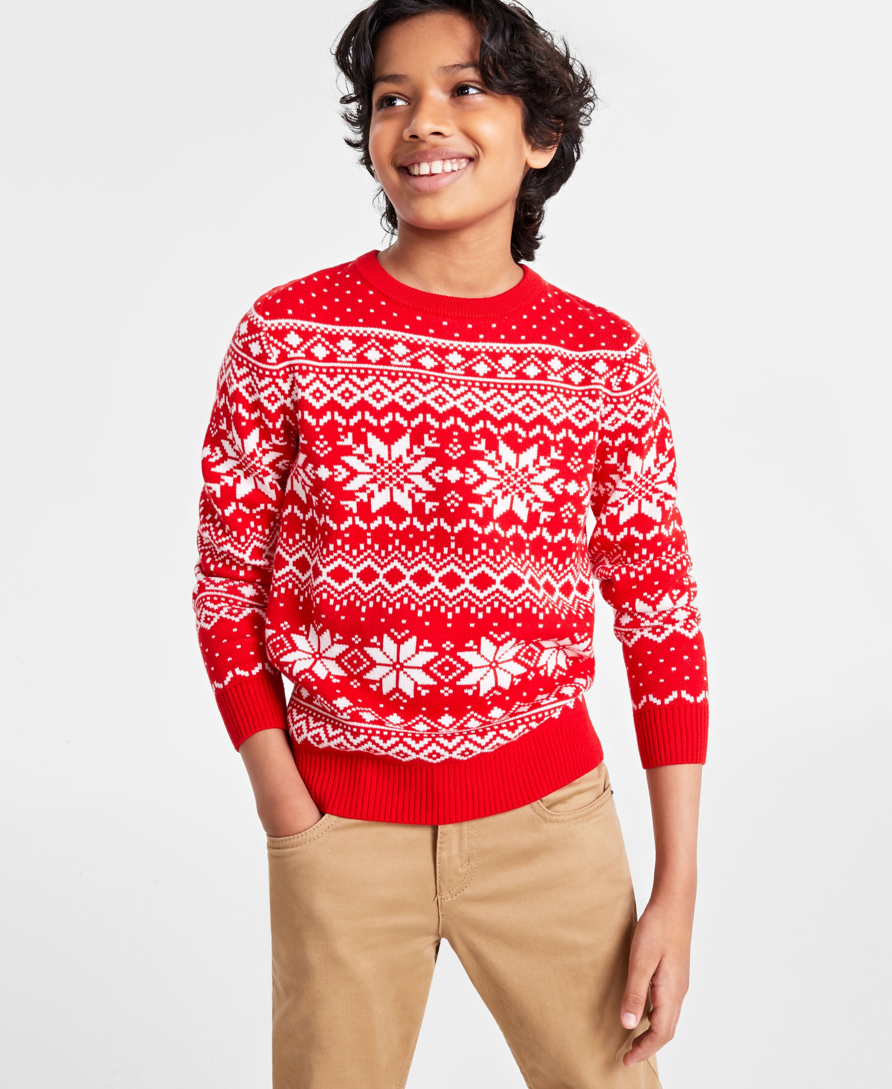 Holiday Lane Big Boys Festive Fair Isle Sweater