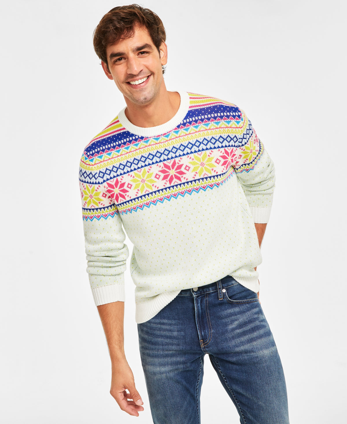 Holiday Lane Men's Multi-Color Fair Isle Sweater