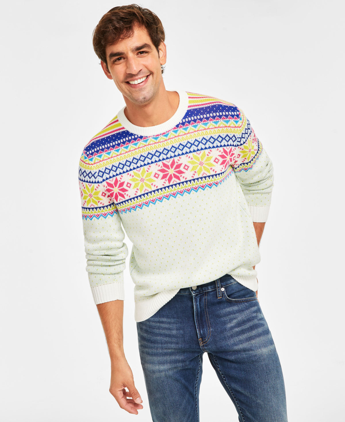 Holiday Lane Men's Multi-Color Fair Isle Sweater