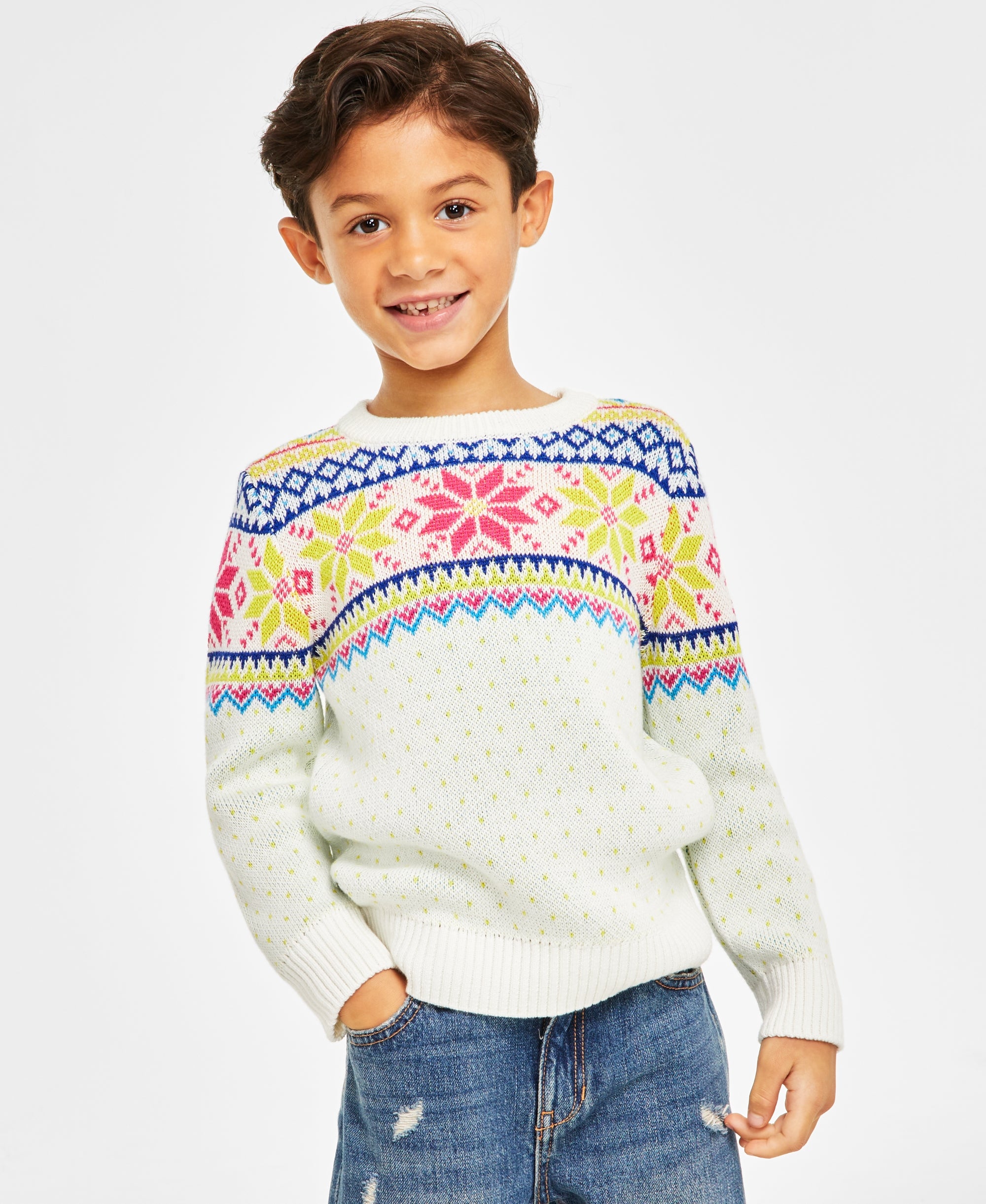 Holiday Lane Little Boys Multi-Color Fair Isle Sweater