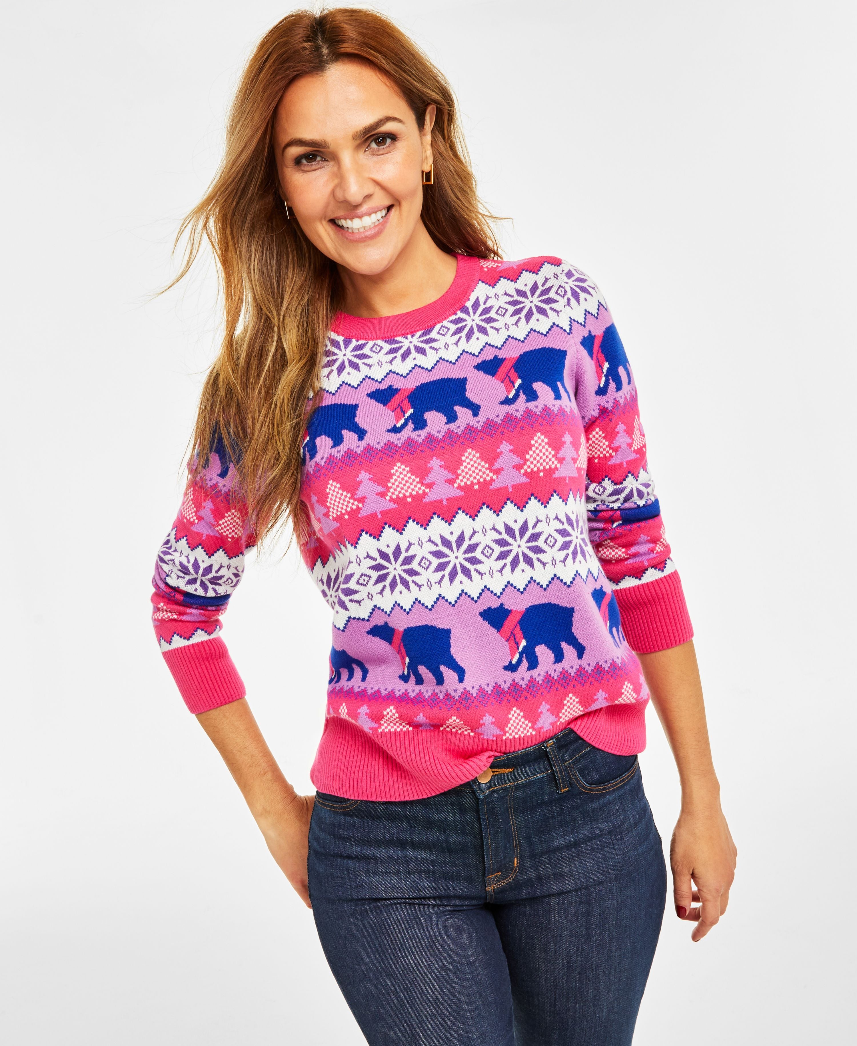 Holiday Lane Women's Santa Bear Sweater