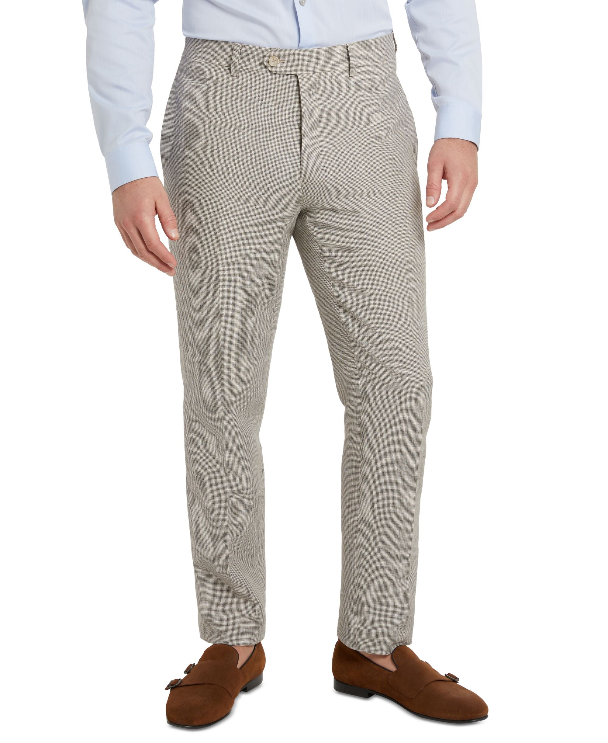 Men's Slim-Fit Taupe Houndstooth Suit Separate Pant