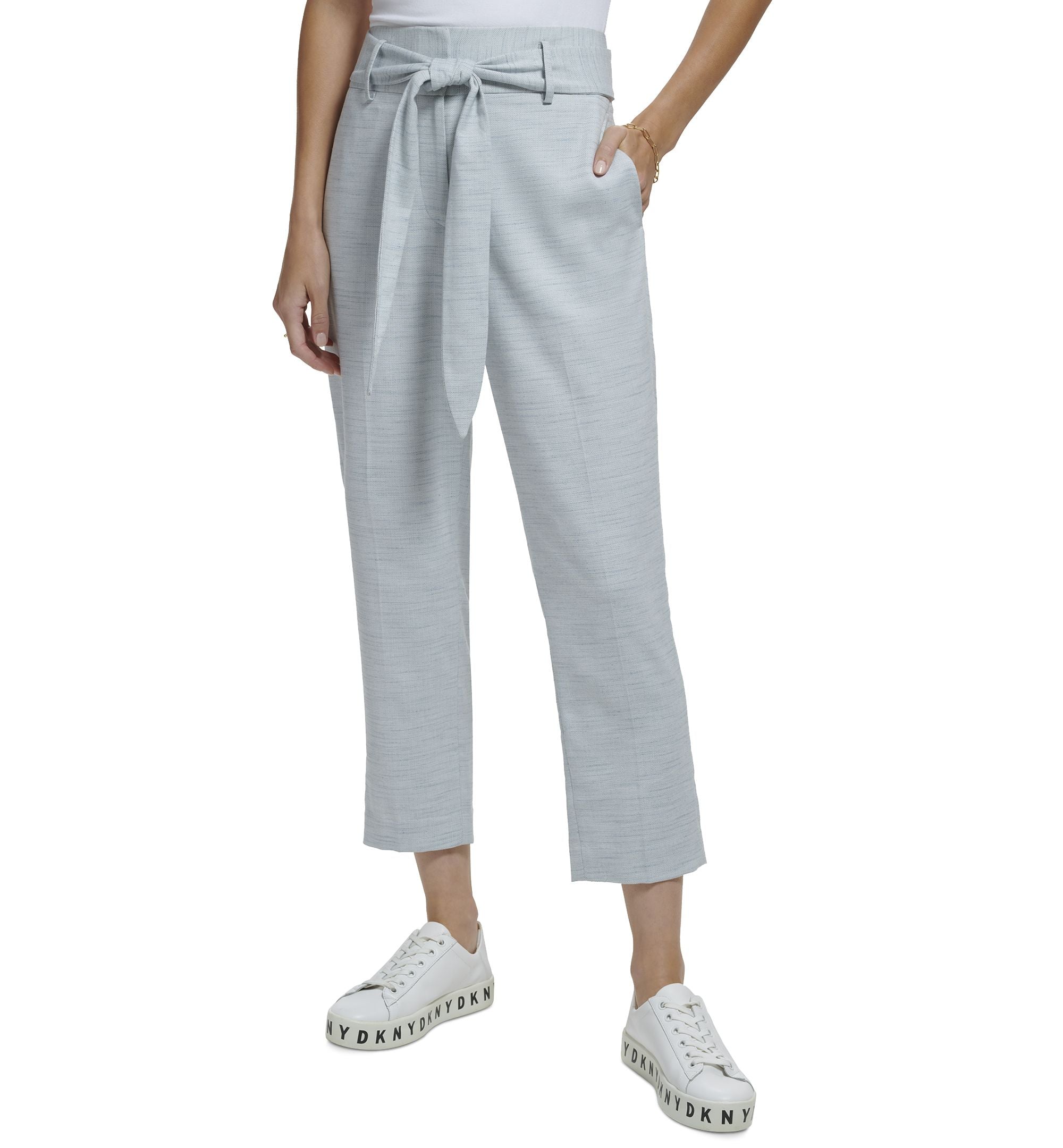 Women's High-Rise Tie-Belt Ankle Pants