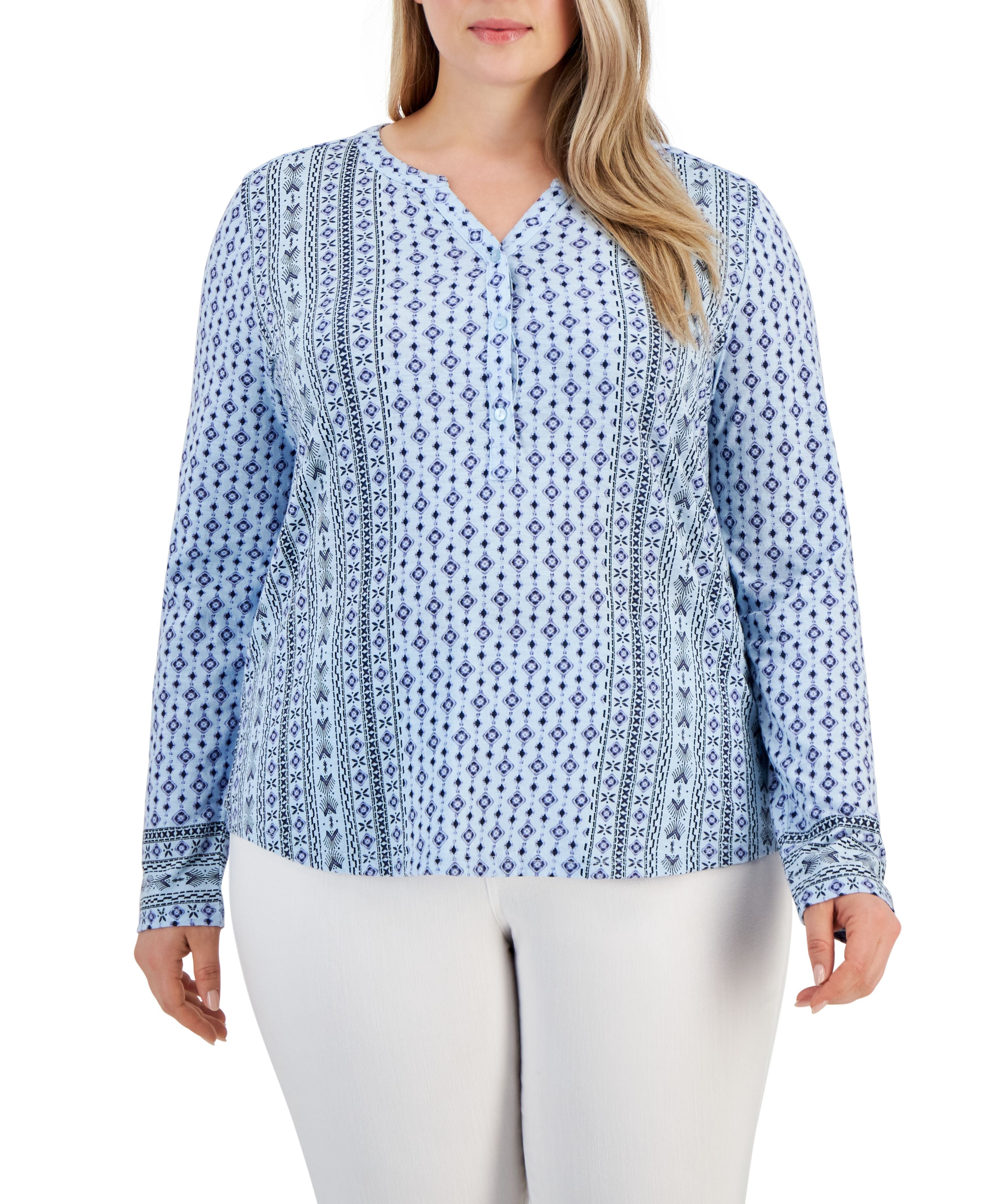 Plus Size Printed Knit Top