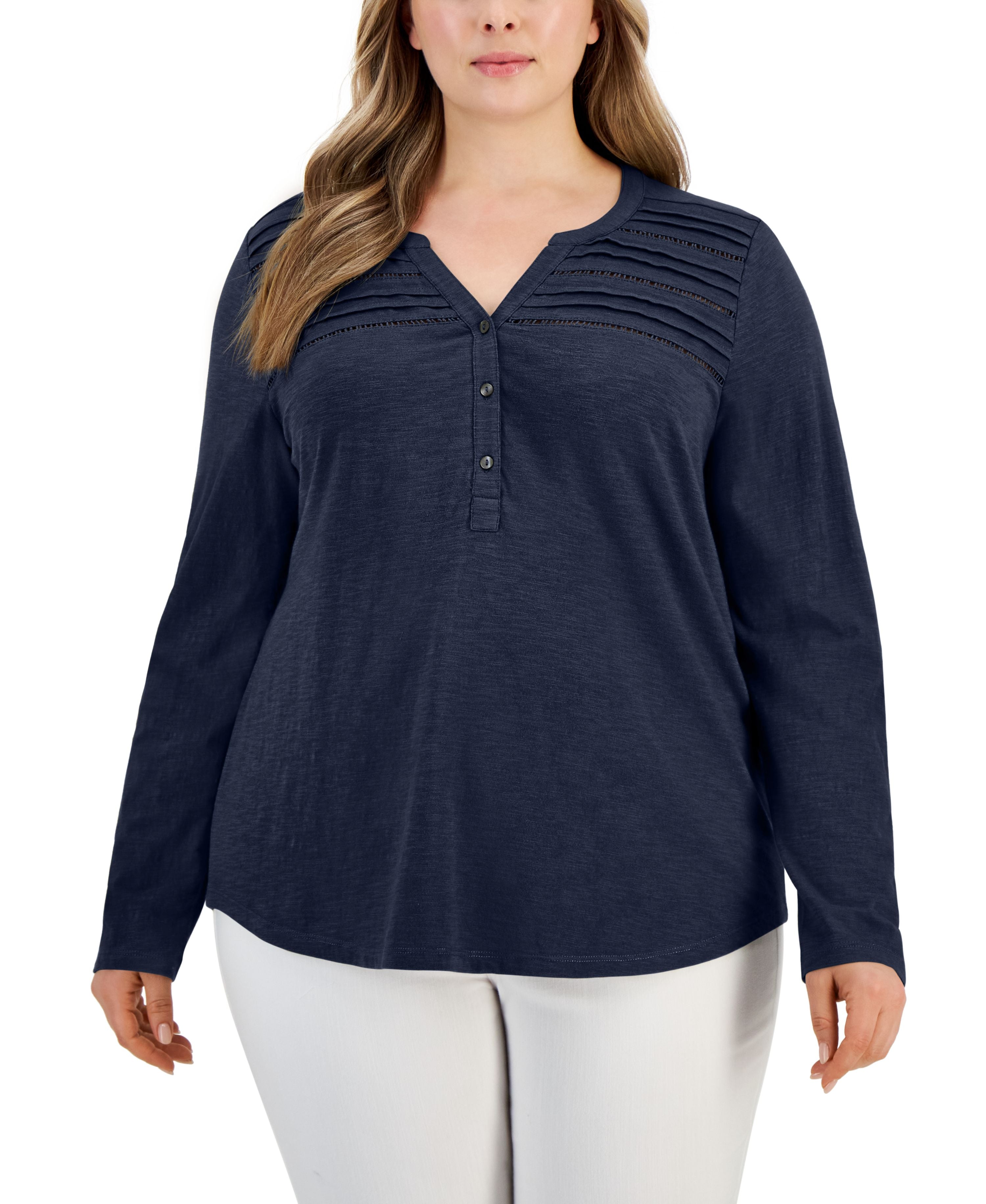 Plus Size Solid Knit Top