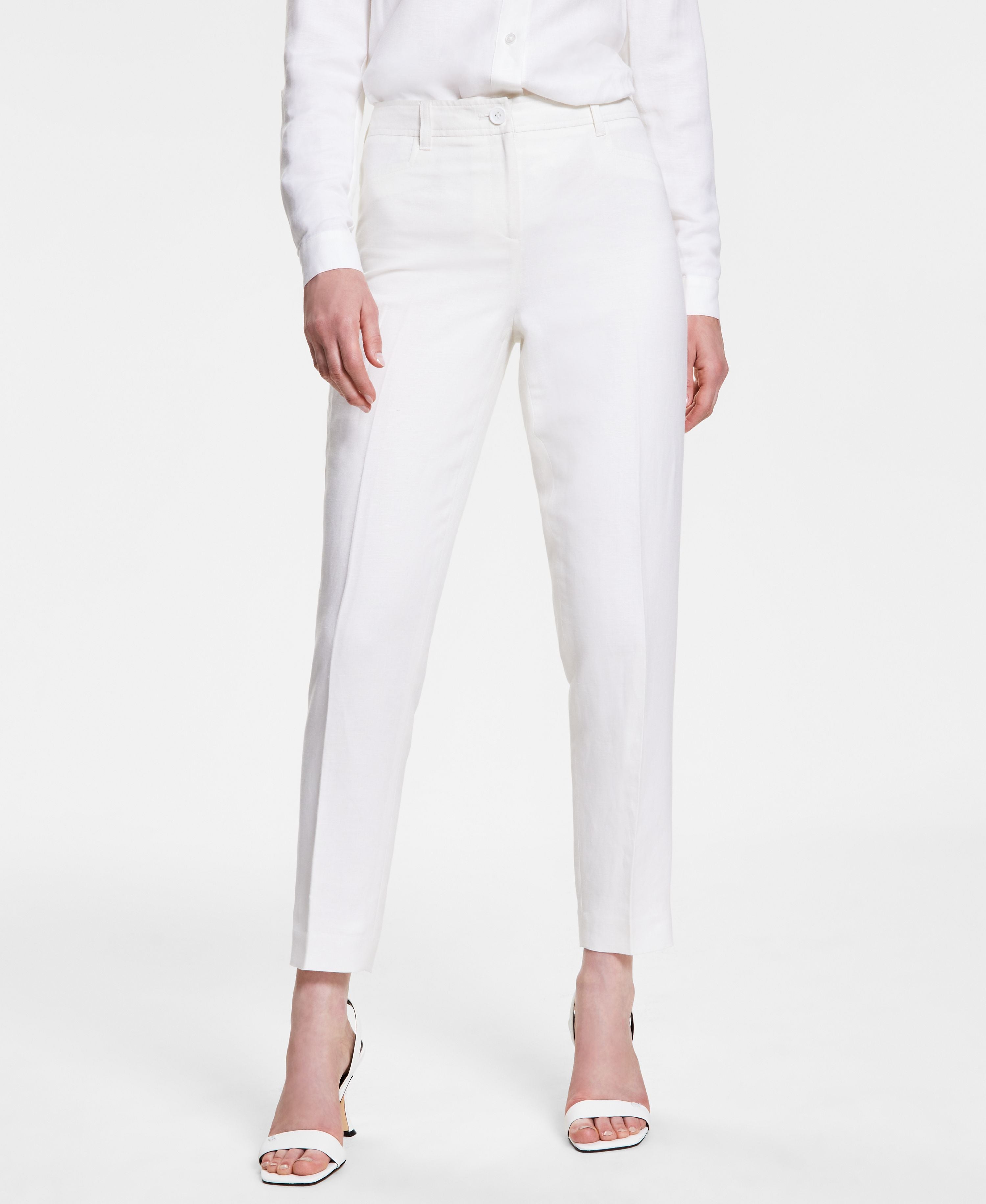 Women's Linen-Blend Slim-Leg Pants