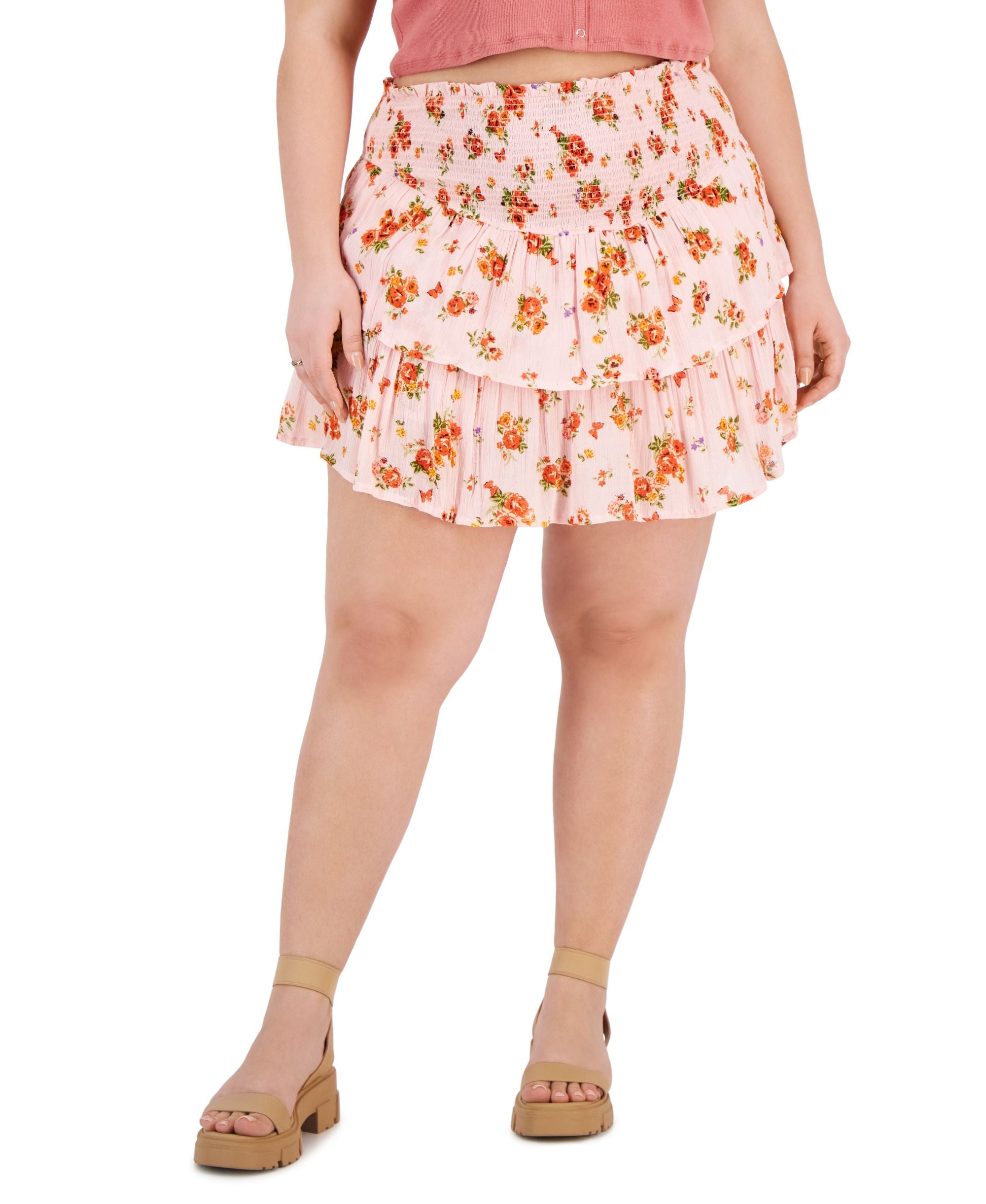 Trendy Plus Size Smocked Mini Skort