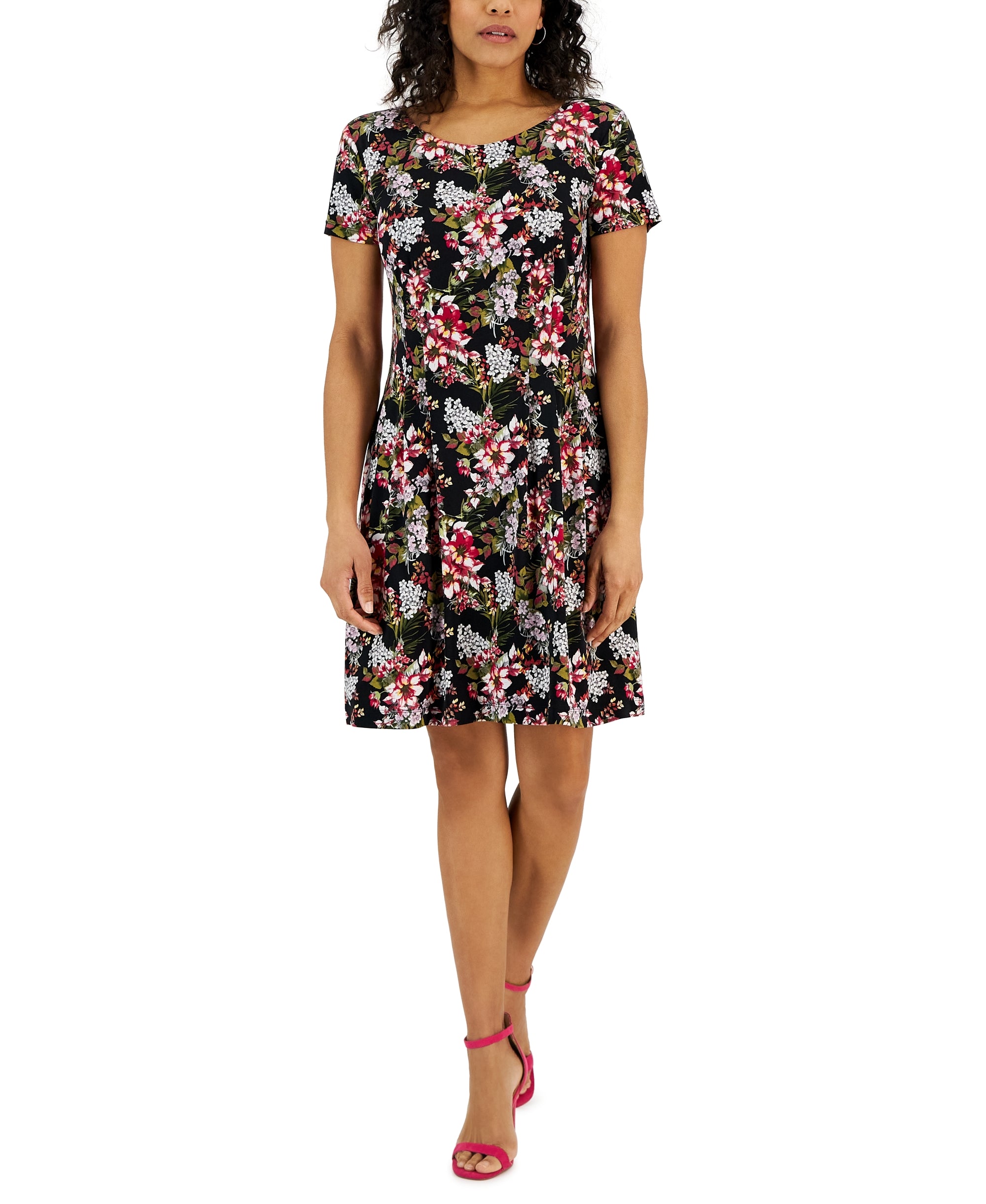 Women's Printed Round-Neck Short-Sleeve Dress