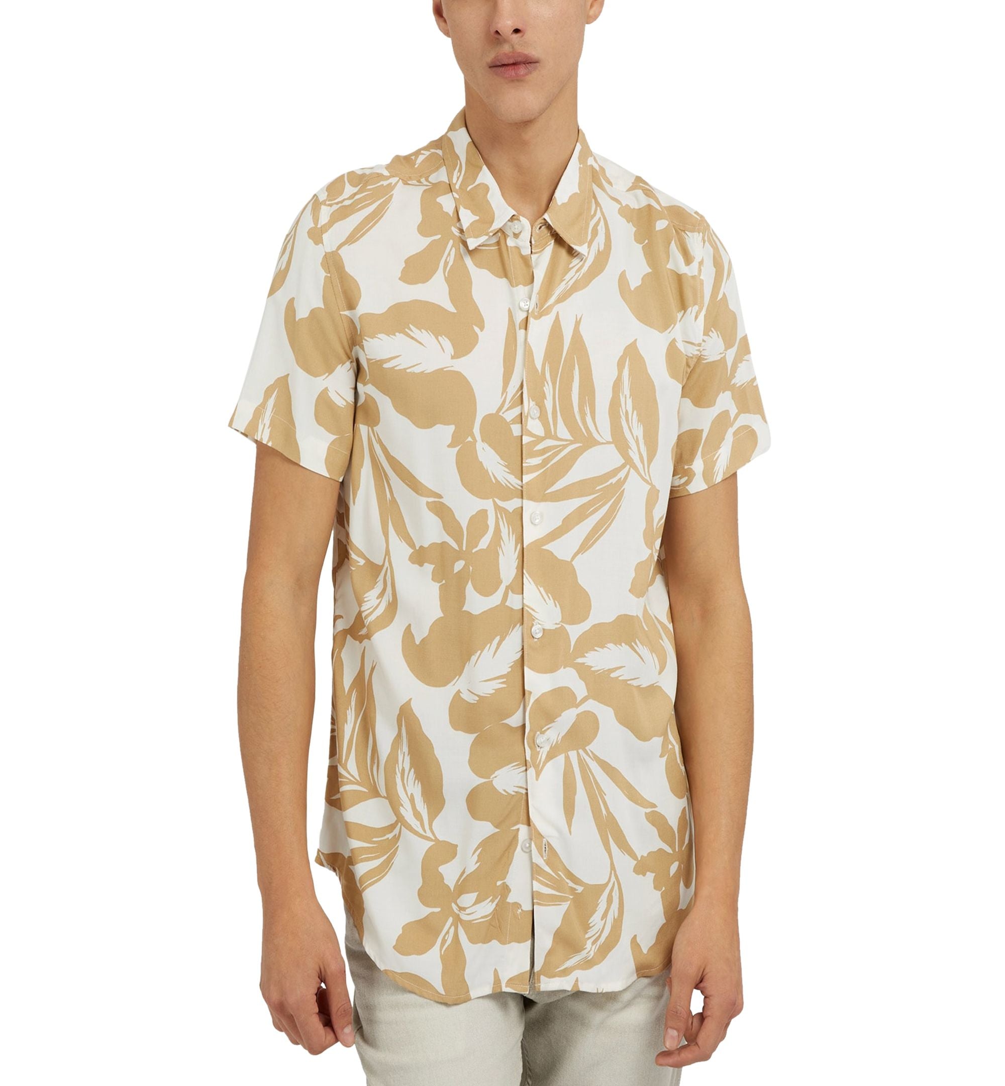 Men's Short-Sleeve Tropical-Print Shirt