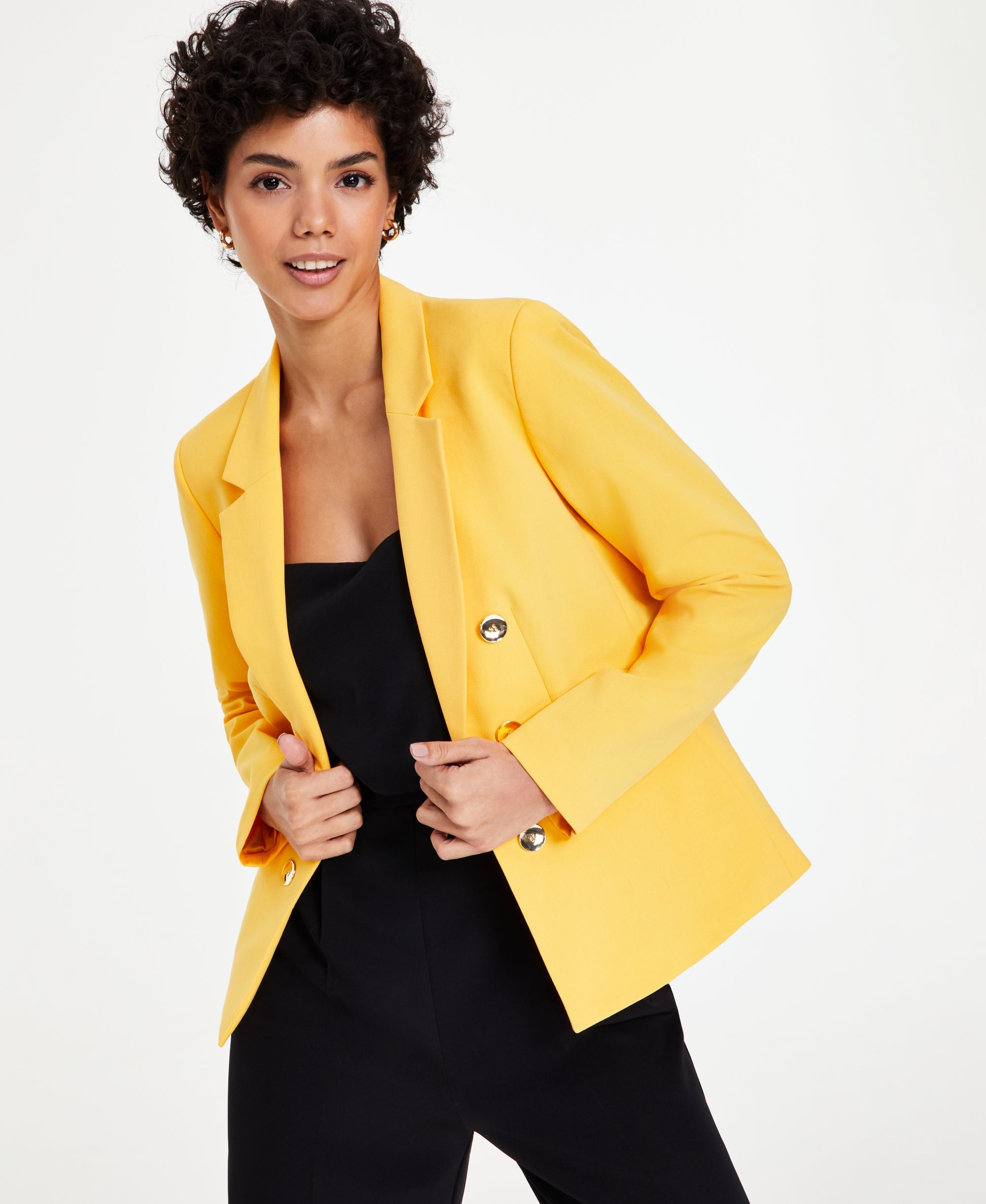 Women's Bi-Stretch Faux Double-Breasted Jacket Honey XS