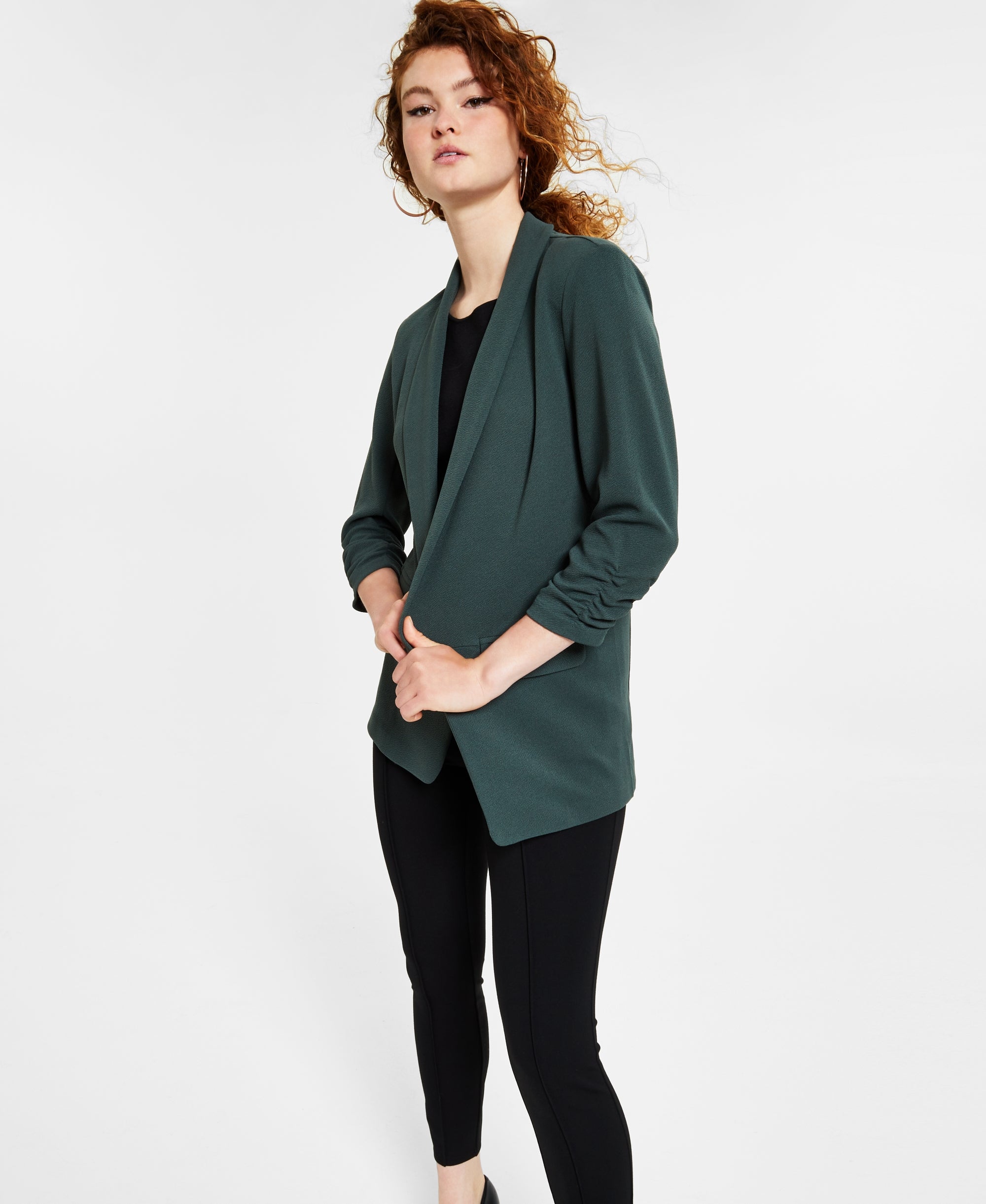 Women's Knit 3/4-Sleeve Boyfriend Blazer  Amazon Jungle S